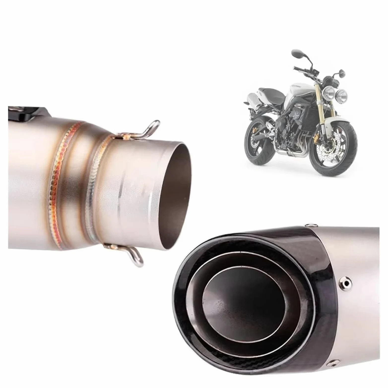silencioso escape moto Para STREET Para TRIPLE 765R 765S 2017-2024 | Para 765RS Escape tubo de enlace medio silenciador de fibra carbono tubo Escape de motocicleta(Middle)