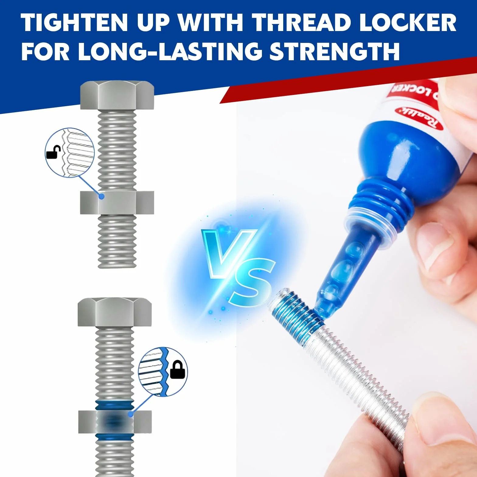 Fijador de Tornillos Baja | Púrpura 10ml | Tornillos de Tuercas de Cierre y Sellado | Thread Lock Contra la Pérdida y las Fugas