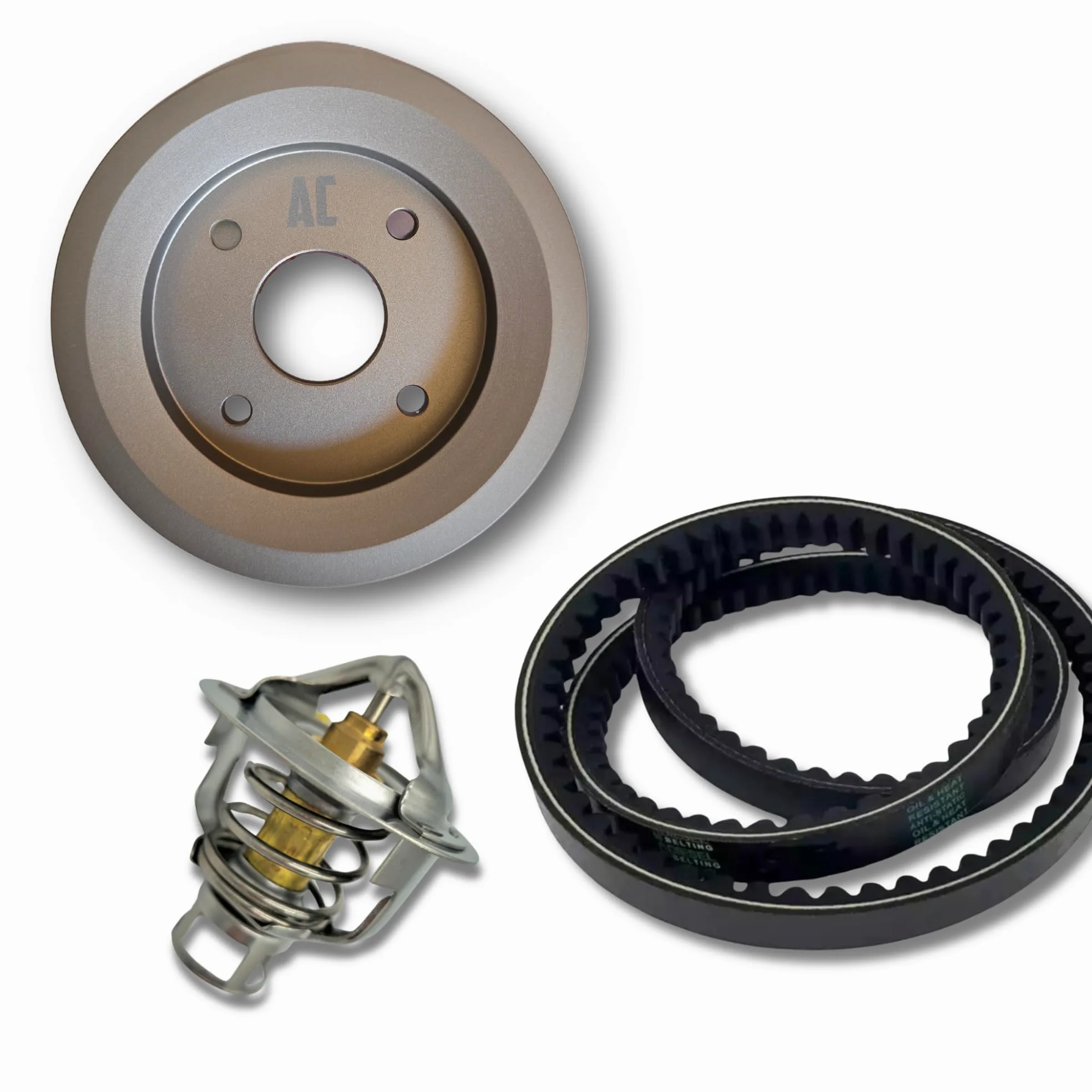 Kit Polea reducida + 2 correas + termostato africano 76,5 grados compatible con nissan patrol rd28 rd28t rd28ti 160 260 Y60 Y61
