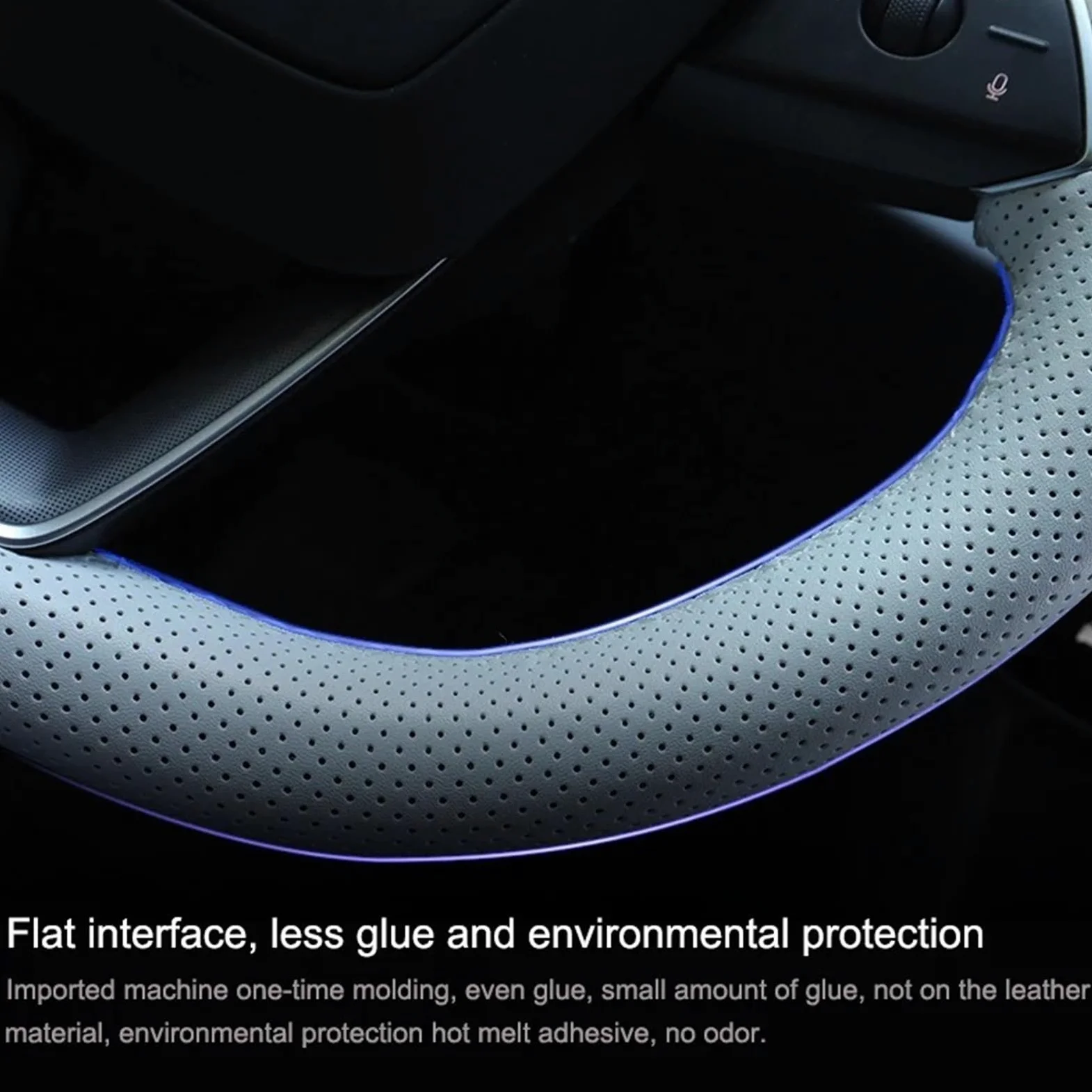 Funda de Volante de Cuero Cosida a Mano para Tesla Model Y Juniper Model 3 Highland Funda de Volante Antideslizante