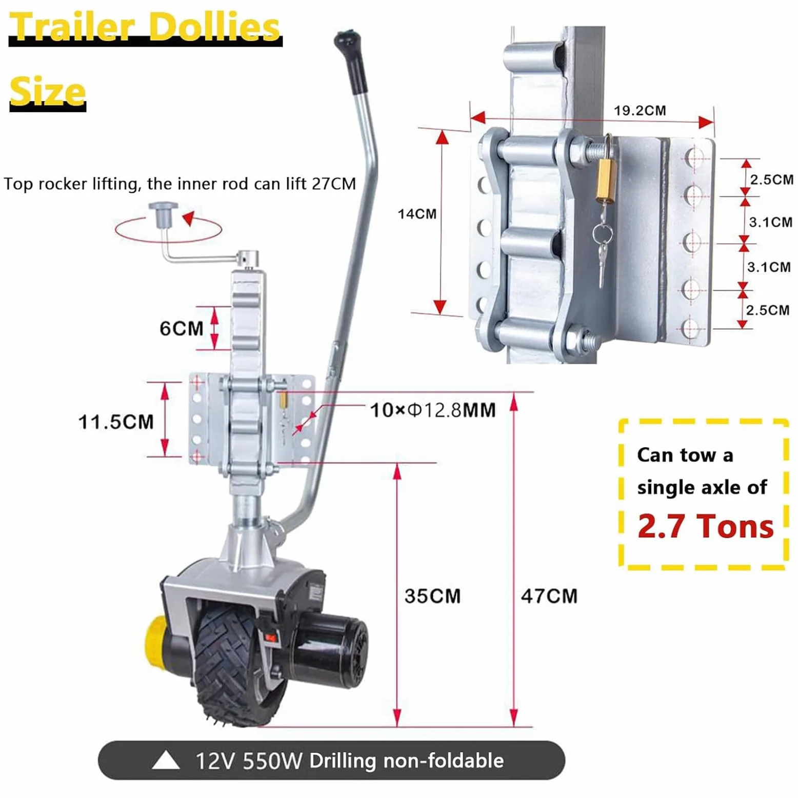 Electric Trailer Mover - Sistema de maniobra automático de ruedas de caravana para remolques, barcos y remolques de caballos