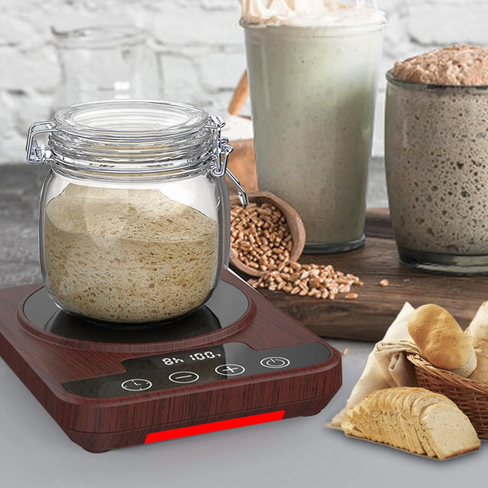 Calentador de masa madre, control 21-38℃, temporizador 12h, automático, para arrancador