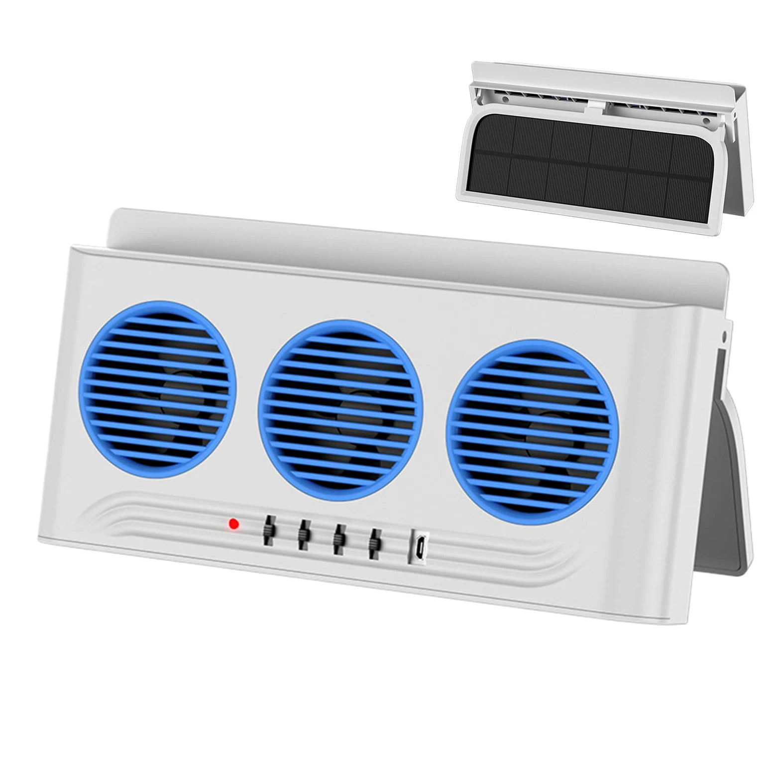 Ventilador Solar para Coche Enfriador de Aire con Luz - Extractores para Ventanilla SUV Camión Autocaravana