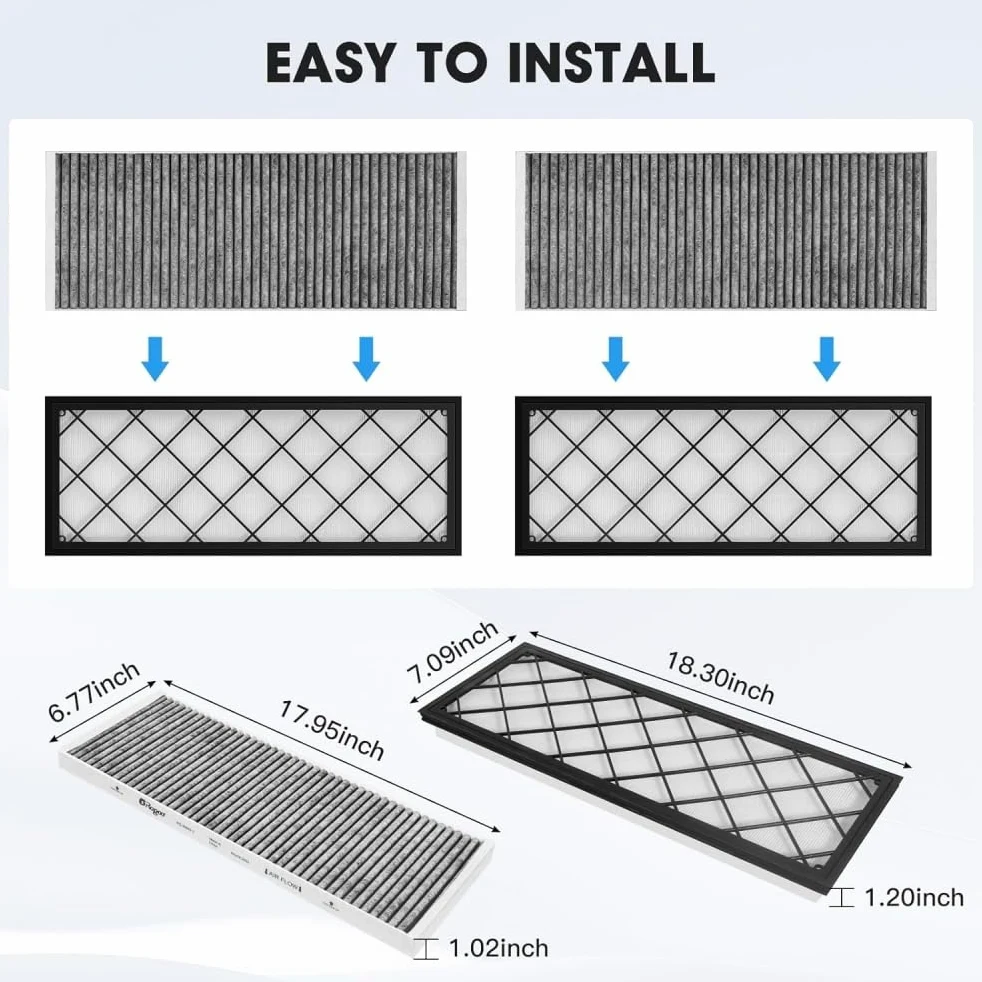 Ajuste para el modelo Y 2020-2024 filtro de cabina filtro de aire HEPA reemplazo del filtro de entrada de aire con carbón activado tapa filtro polen(2pcs Carbon Filter)