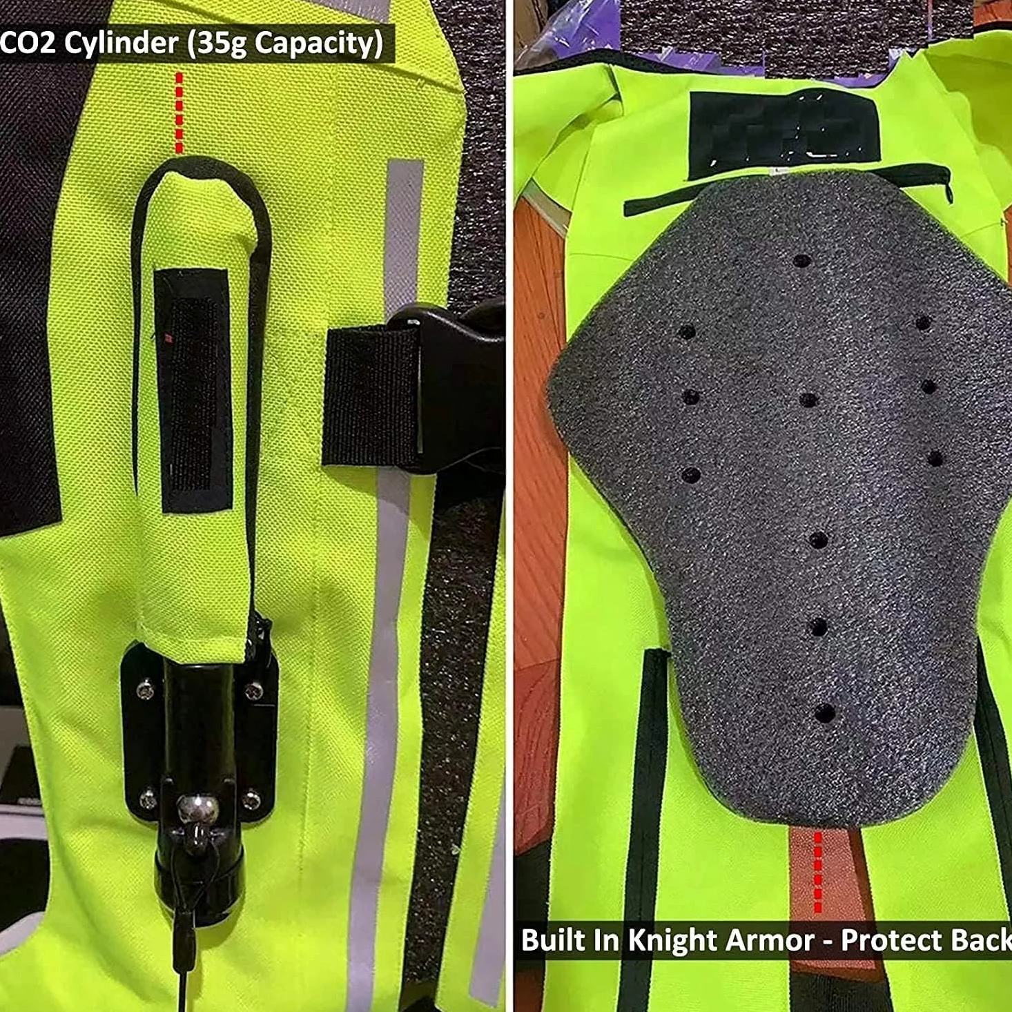 Con Chaleco De Airbag De Motocicleta De Airbag De Cuello Chaqueta Protectora De Motocross Utilizado for Motocicletas, Actuaciones De Equitación(Green,XXL)