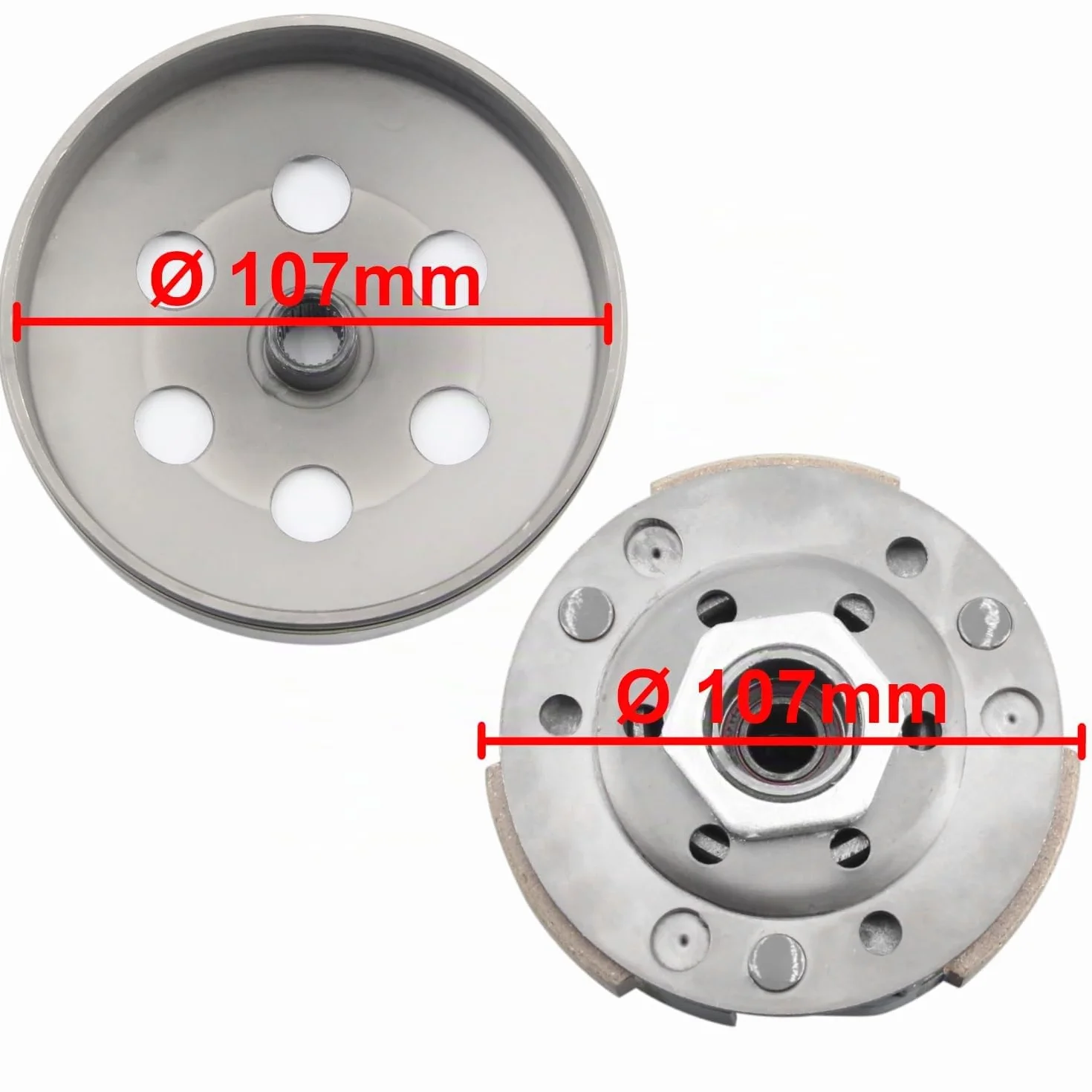Area1 Reemplazo convertidor + embrague + campana 107 mm compatible con 50 cc 2 tiempos TPH Zip NRG MC2 MC3 Power Liberty Runner SR 50 R Racing Sport Street Sportcity MY