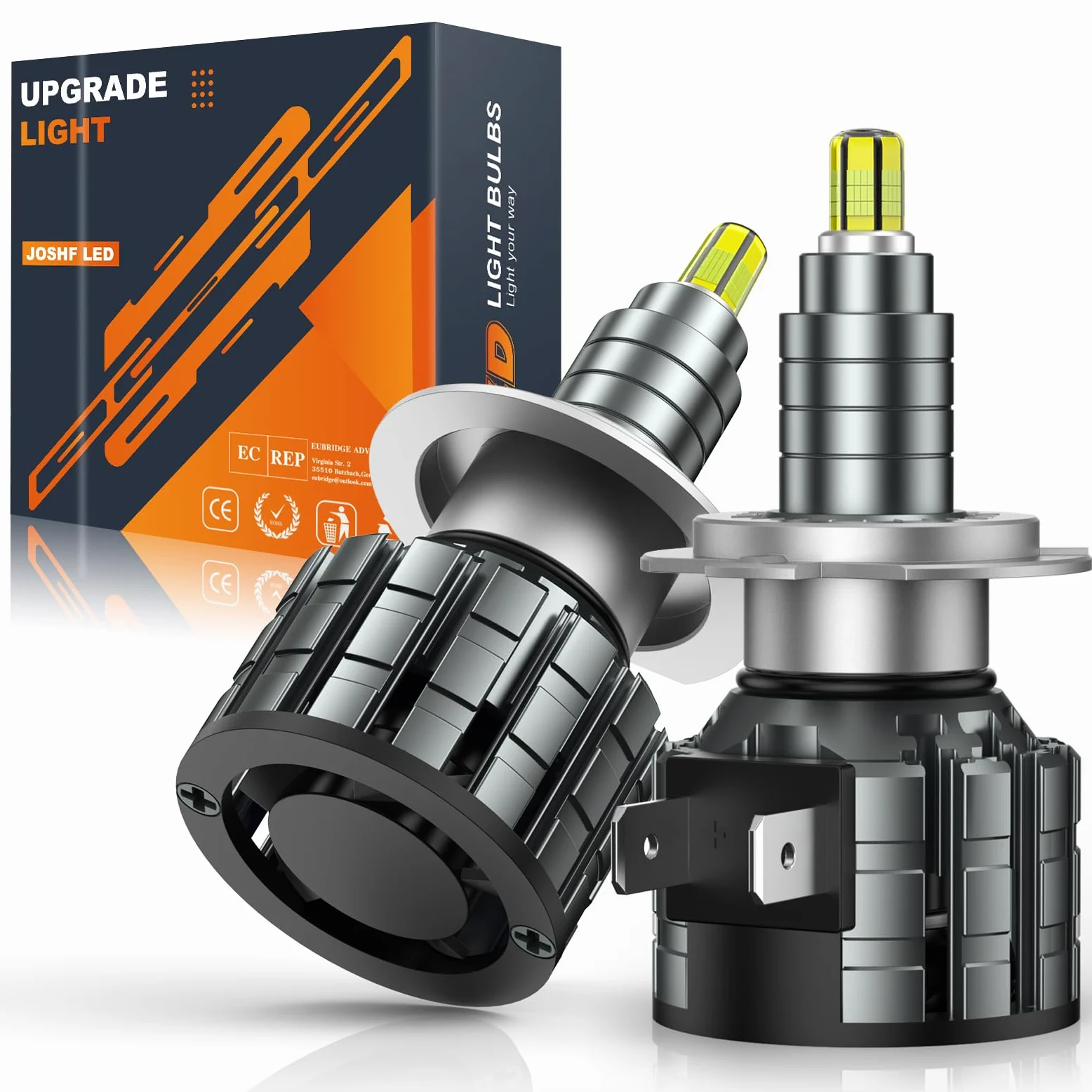 JOSHF Bombilla Led H7, 110W CSP 20000LM 6000K Lámpara de Faro para Coches-1Par 360° Spotlight-Bombillas Reemplazo de Halógena, Led H7