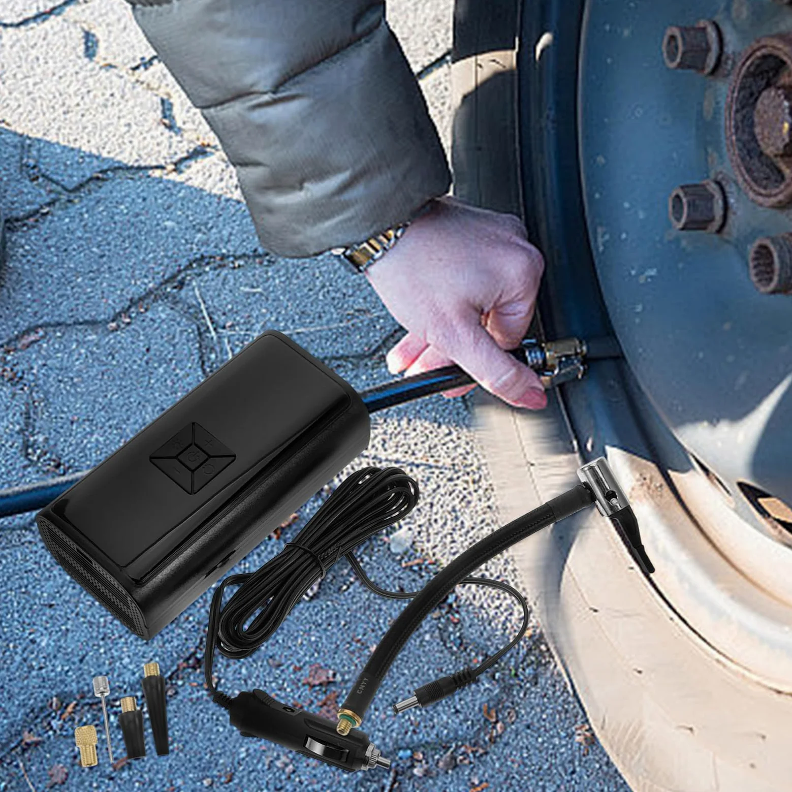 PRETYZOOM Bomba de Aire Portátil Compacta para Neumáticos de Bicicleta | 1 Juego, Negro Abs, 3 X 1500mah, Presión 3-150psi y Precisión ±1.5psi, 60w 7.4v
