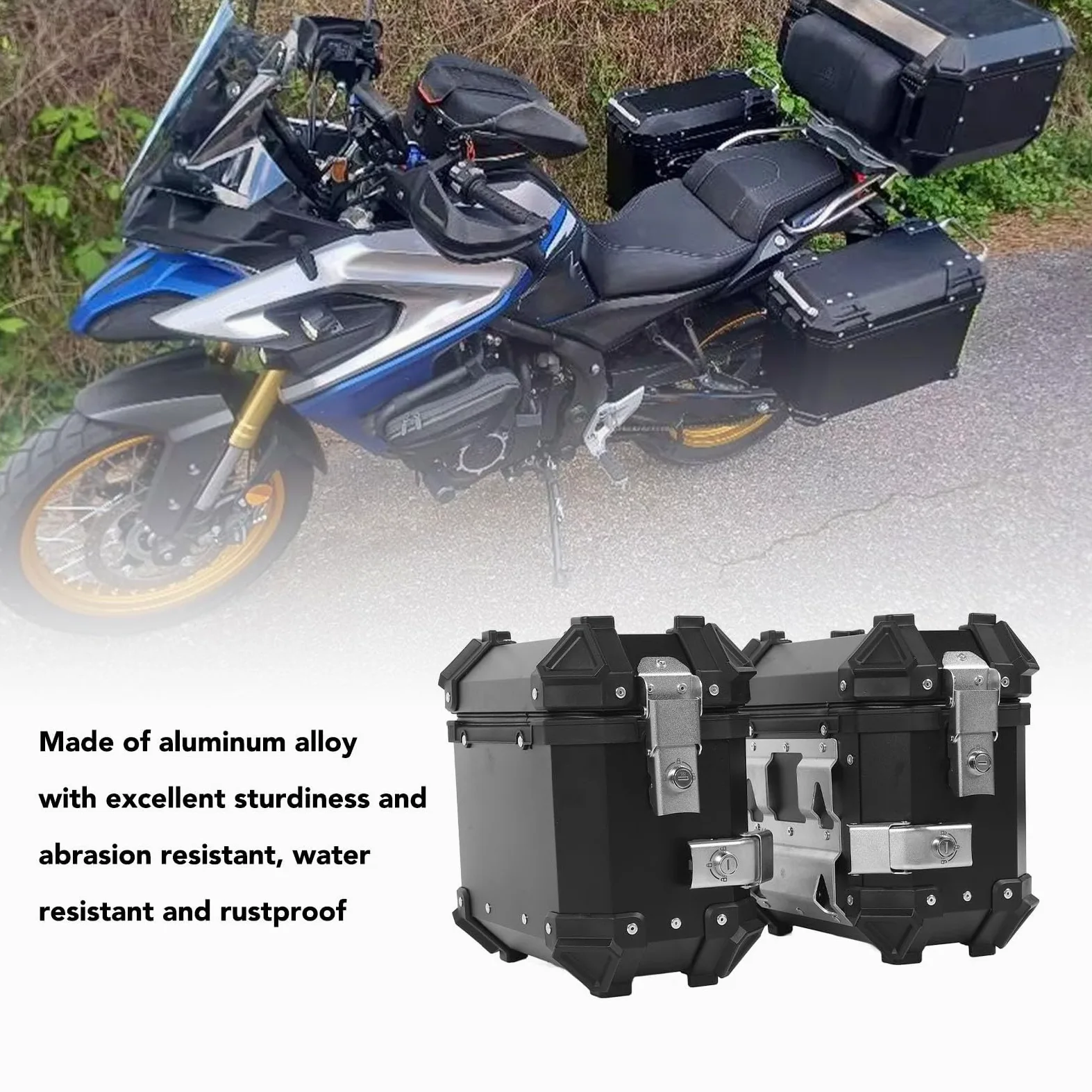 Akozon Caja de Motocicleta Aleación de Aluminio Caja de Silla de Montar Hard Support Rack Casco Equipo de Montaña