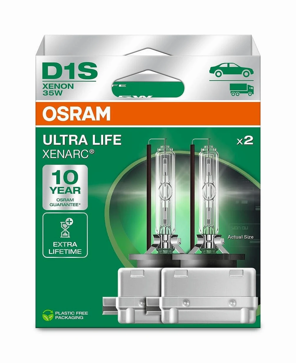 OSRAM XENARC® ULTRA LIFE, D1S, lámparas de faros de xenón, caja plegable colgante (2 lámparas)