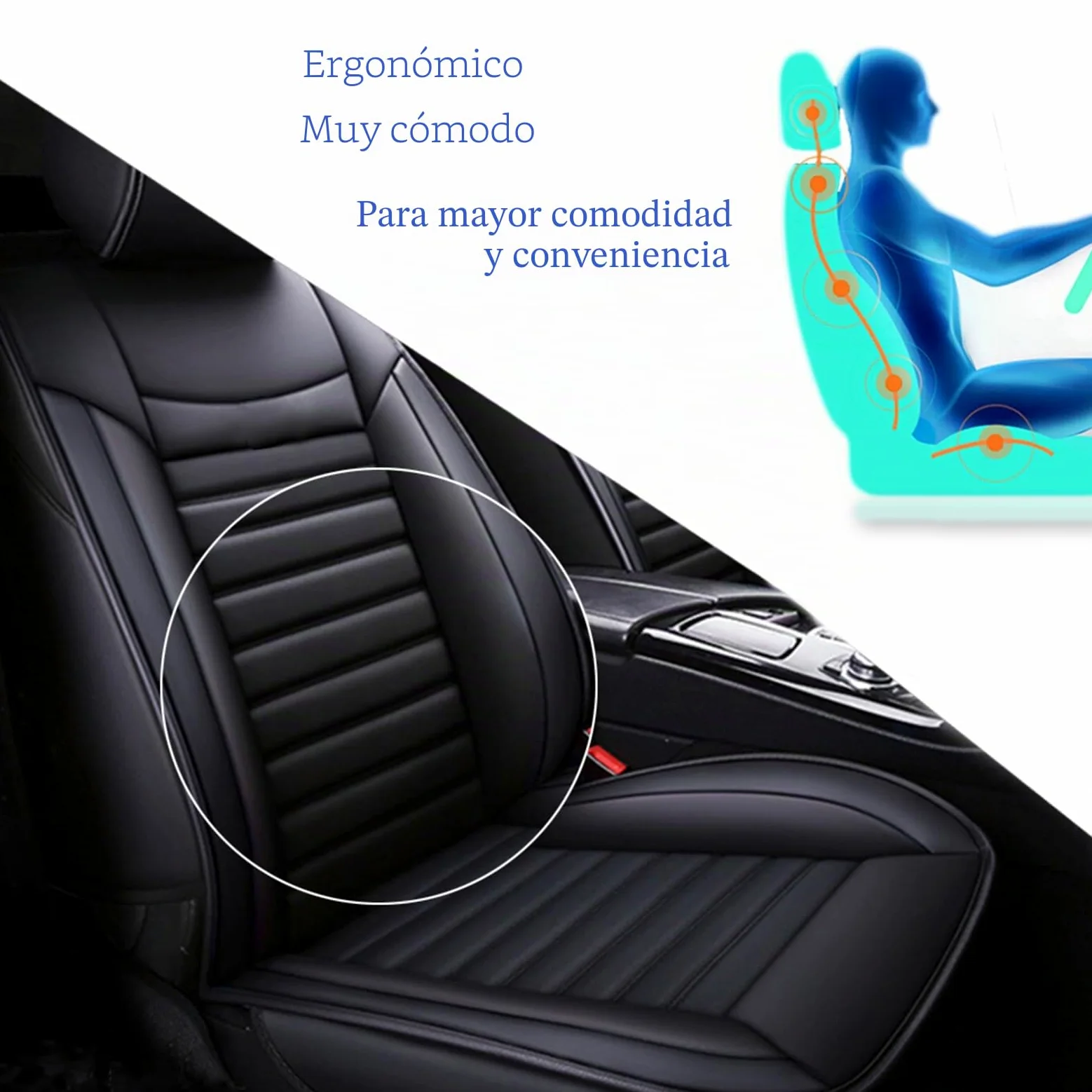 Fundas de asiento de coche de piel sintética impermeables para Volkswagen (2 unidades), color negro