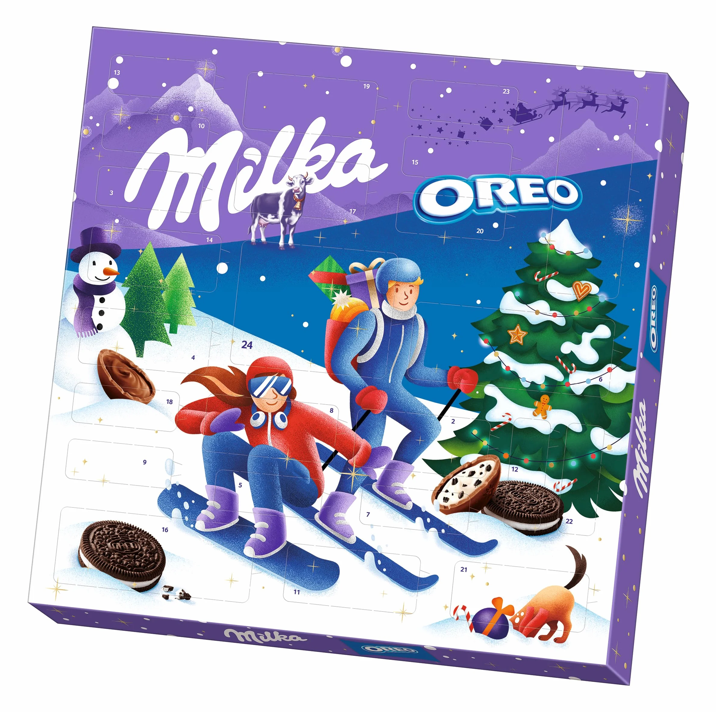 Milka Oreo Calendario de Adviento Chocolate con Leche de los Alpes y Galletas de Cacao 284 g