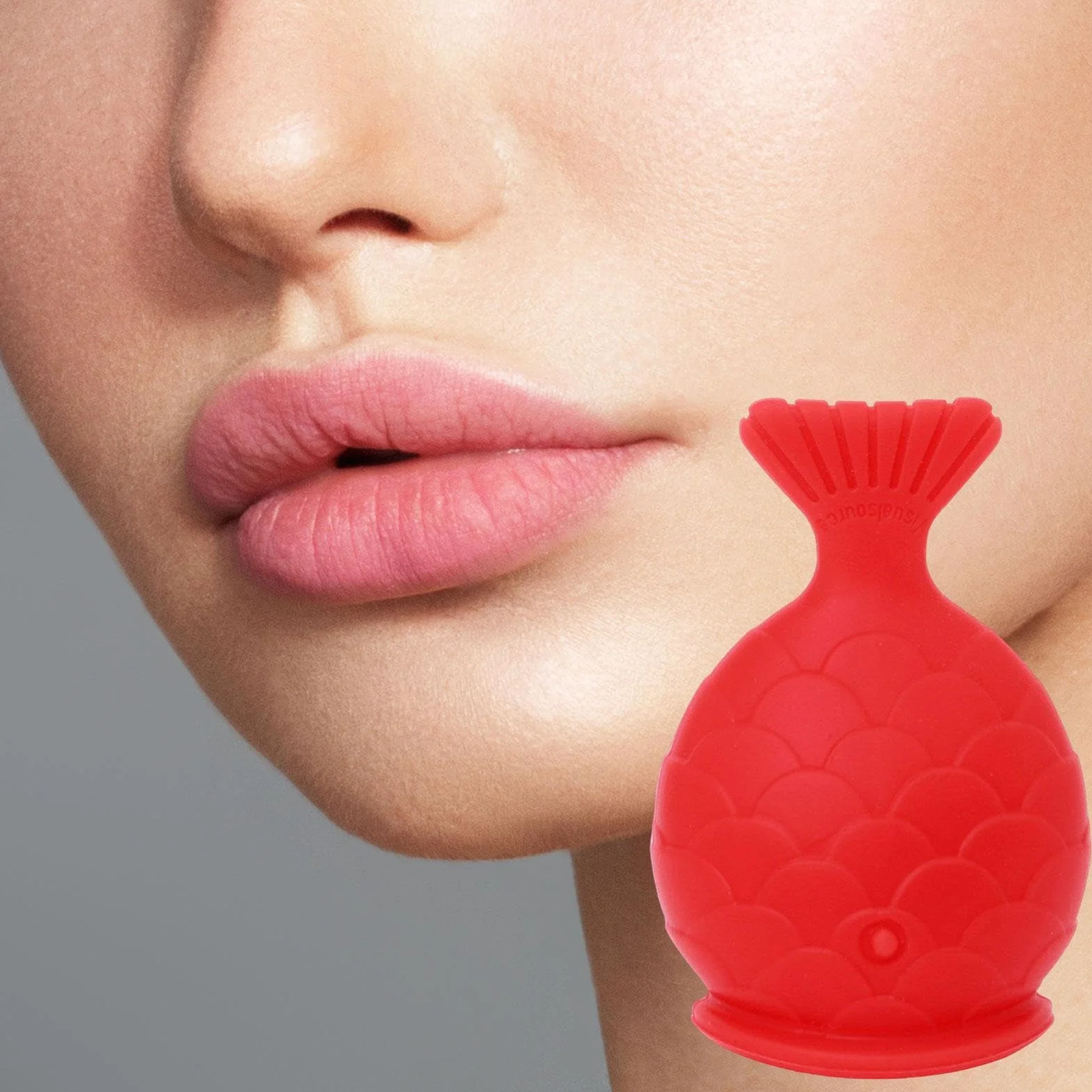 Relleno de labios de silicona con ventosa, potenciador portátil en forma de pez