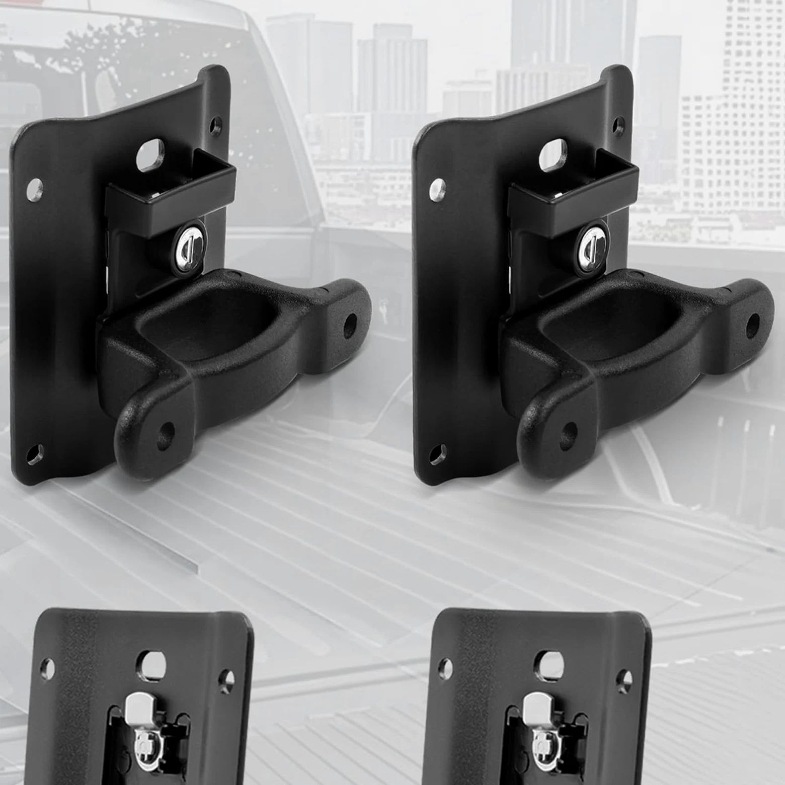 Amarres de acero con cerradura para camiones F350 2015-2025, 4 anclajes y soportes, kits de fácil instalación, anclajes de amarre de carga