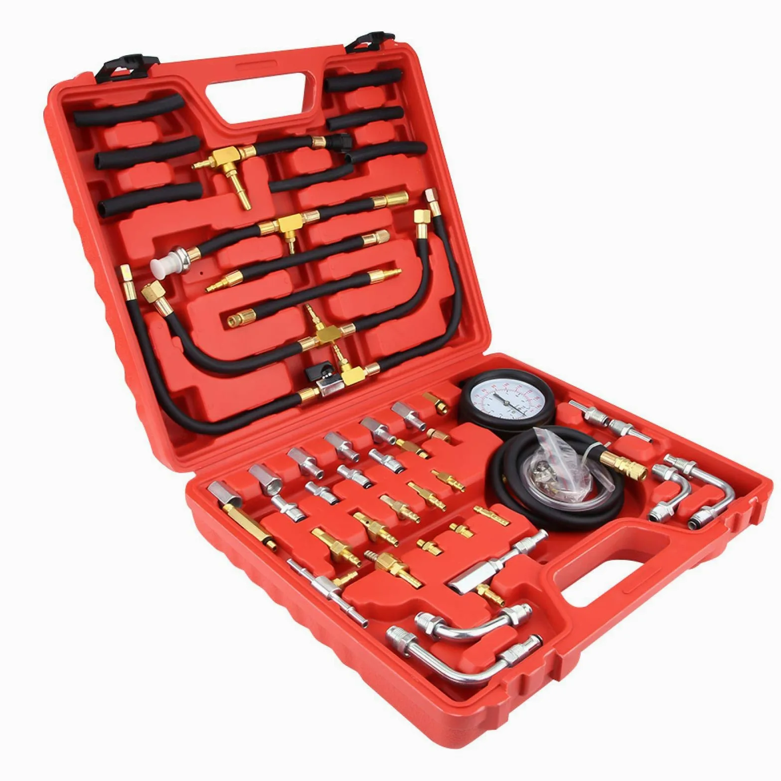 Kit de medidor de prueba de inyección de combustible, probador de medidor de presión de combustible de gasolina universal Kit de herramientas de diagnóstico de bomba de inyección de combustible