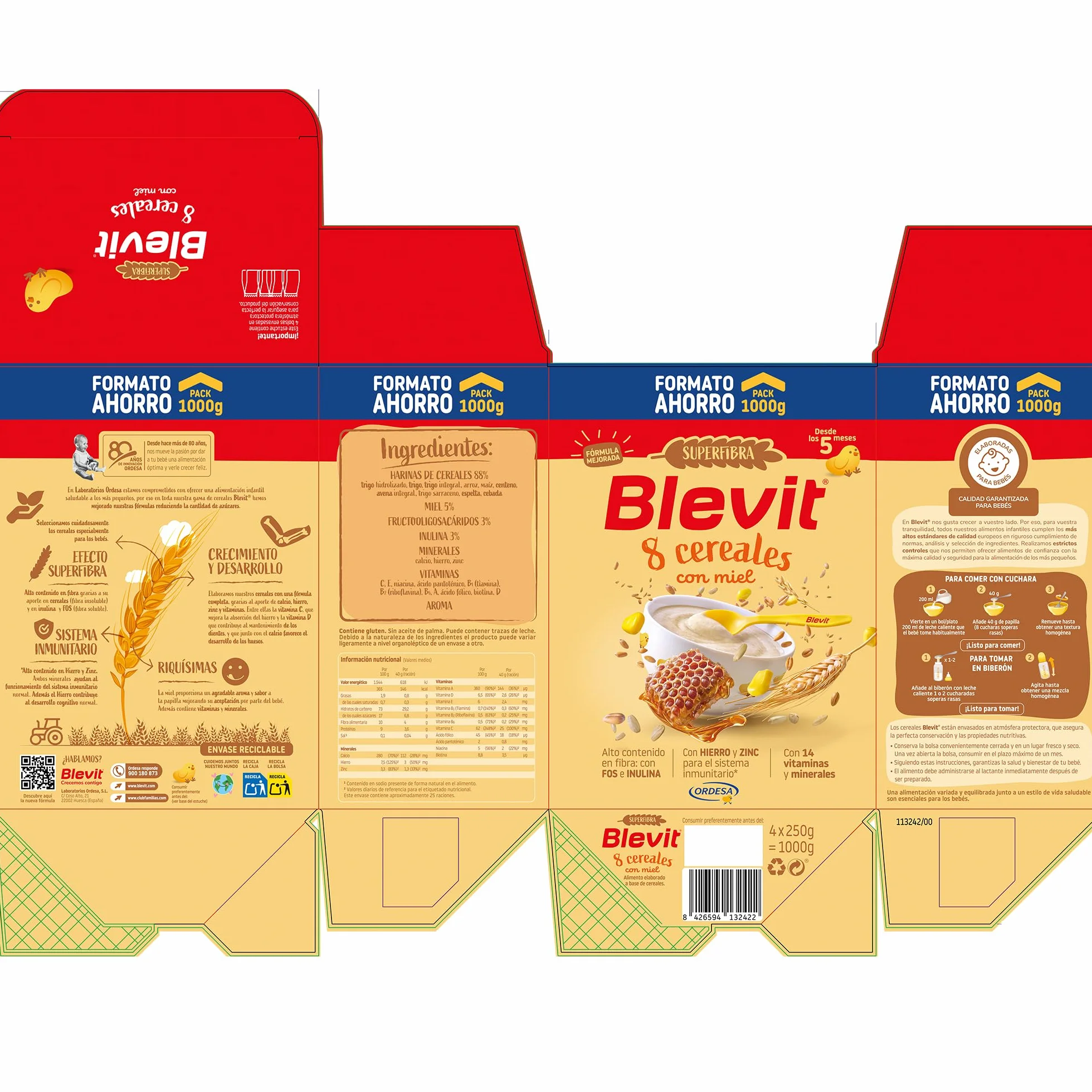 Blevit Superfibra 8 Cereales con Miel 1kg Papilla para Bebé desde 5 Meses
