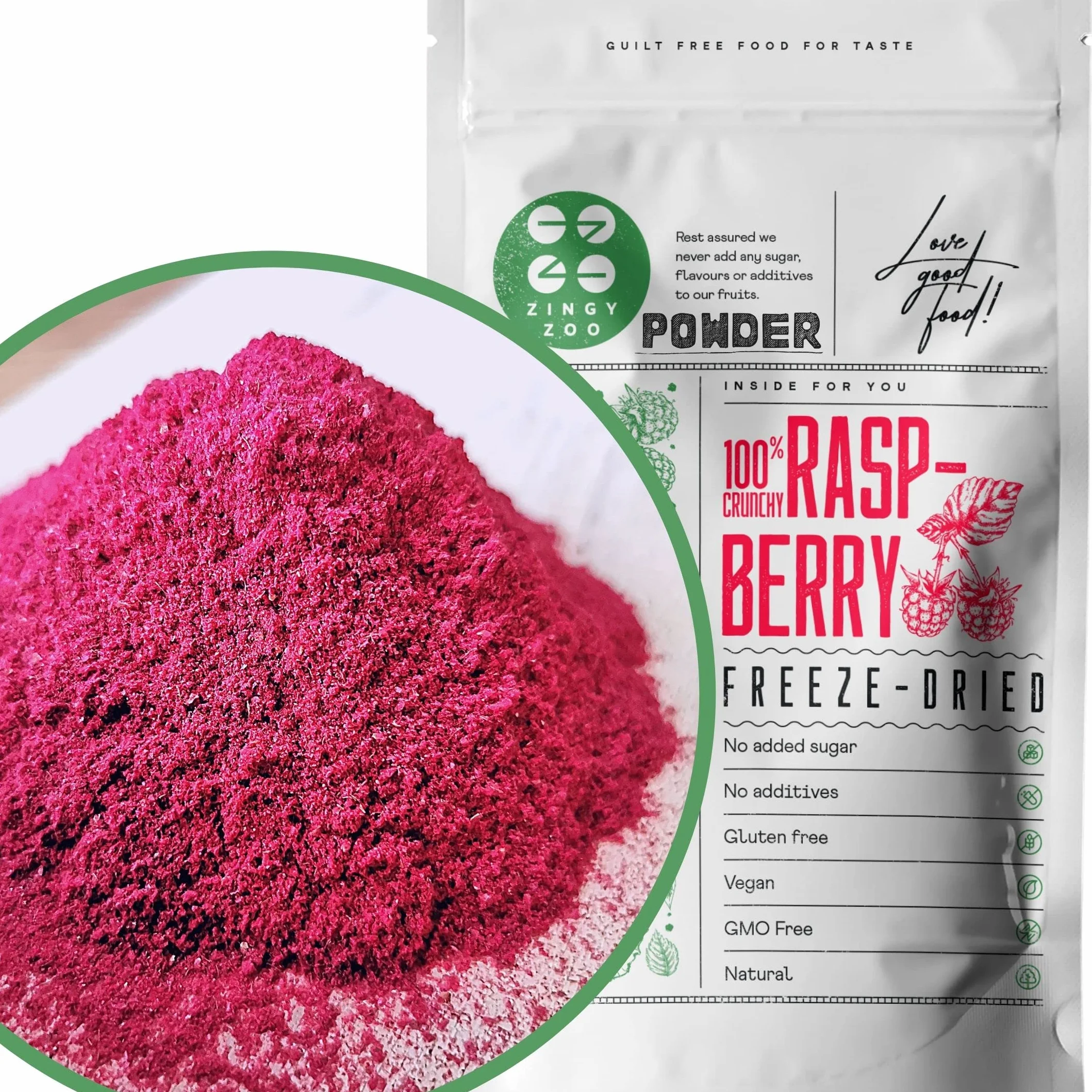 Frambuesas Liofilizadas en Polvo Fruta Deshidratada Pura Sin Azucar Raspberry Powder Raw (100g)