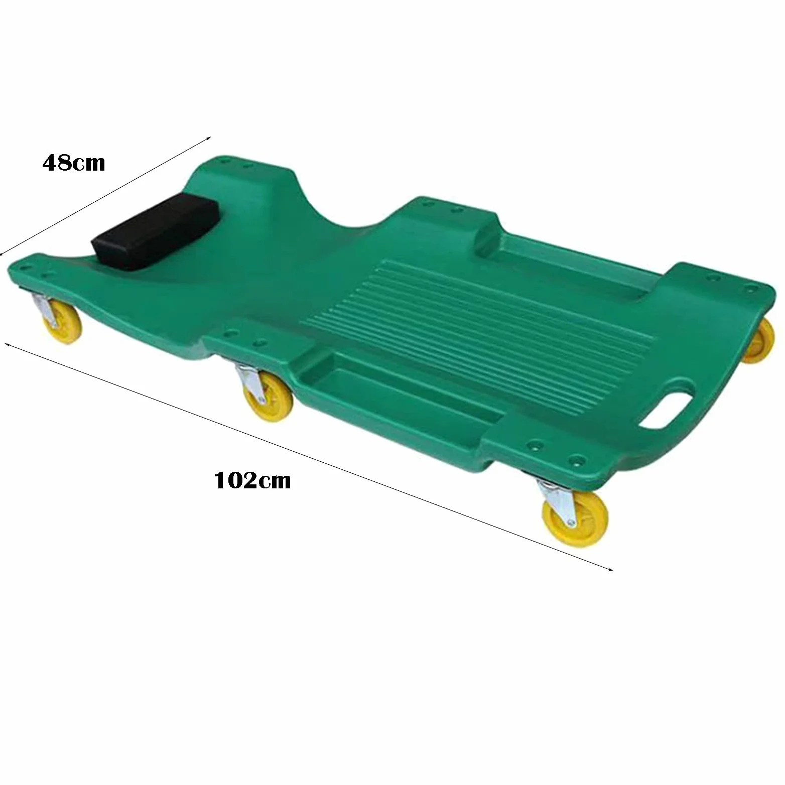 Camilla Del Carro De Mecánico De 40 Pulgadas Con Reposacabezas De Cuero Cómodo Y 6 Poleas Móviles, Bandejas De Herramientas Dobles, Cubierta Ergonómica, Garaje De Plástico Rodante ( Color : Green )