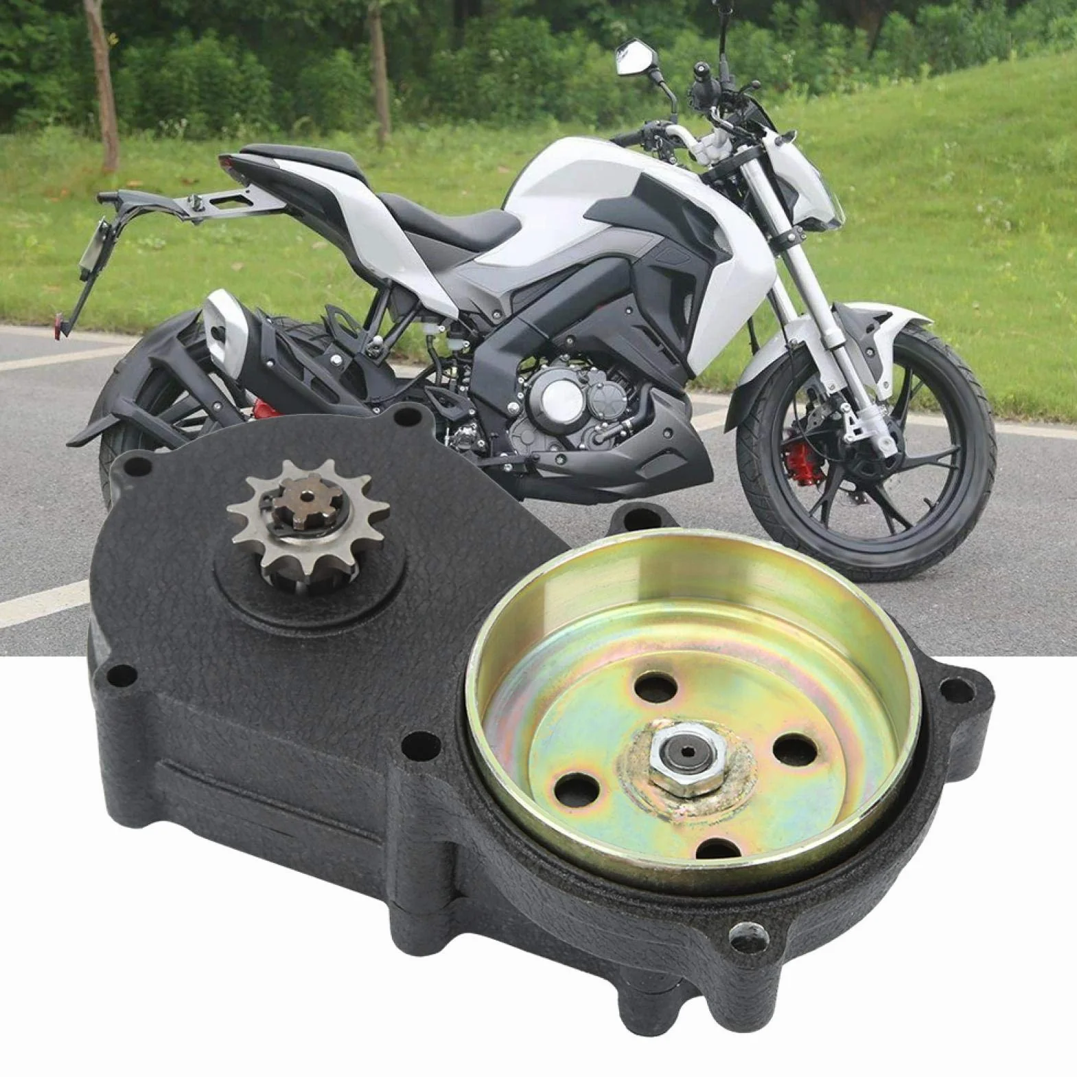 Caja de engranajes de doble cadena, 11T T8F doble cadena 47/49CC Caja de engranajes de tambor de embrague de motor apta para 2 tiempos Chino Minimoto Baby Kid