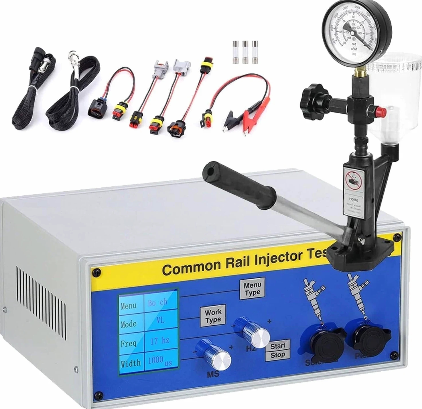 Kit de comprobador de inyectores Common Rail CIT800:incluye comprobador de boquillas de inyectores diésel y validador de inyectores S60H para pruebas electromagnéticas de inyectores diésel.