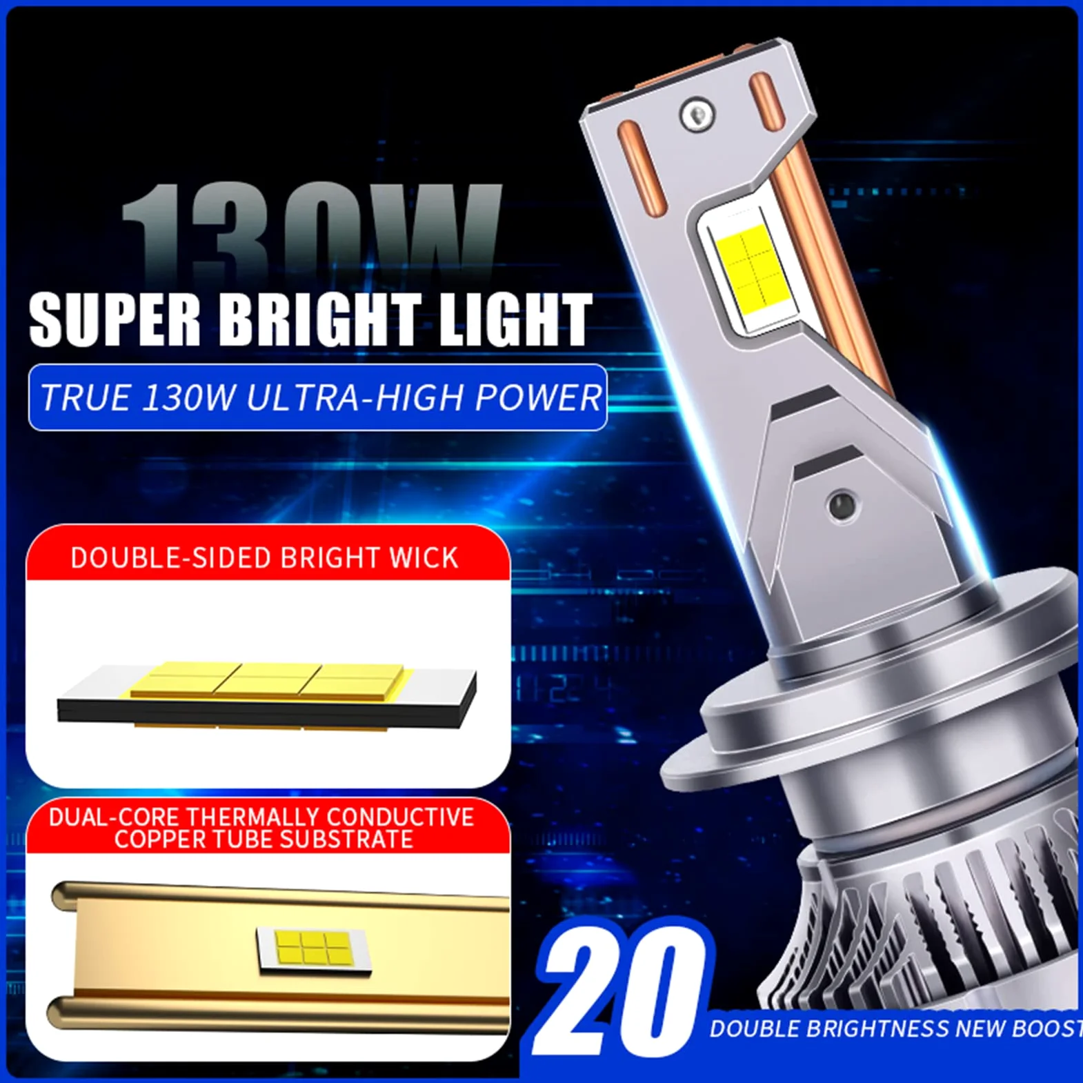 Bombillas LED Para Faros Delanteros, 600% De Brillo Bombilla LED De Temperatura De Tres Colores, Kit De Bombillas Para Faros Delanteros De Repuesto Plug-And-Play, Paquete De 2,H1