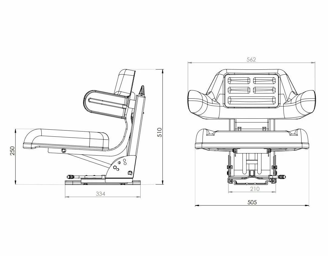 Asiento de tractor con reposabrazos universal (negro, azul, rojo, amarillo)