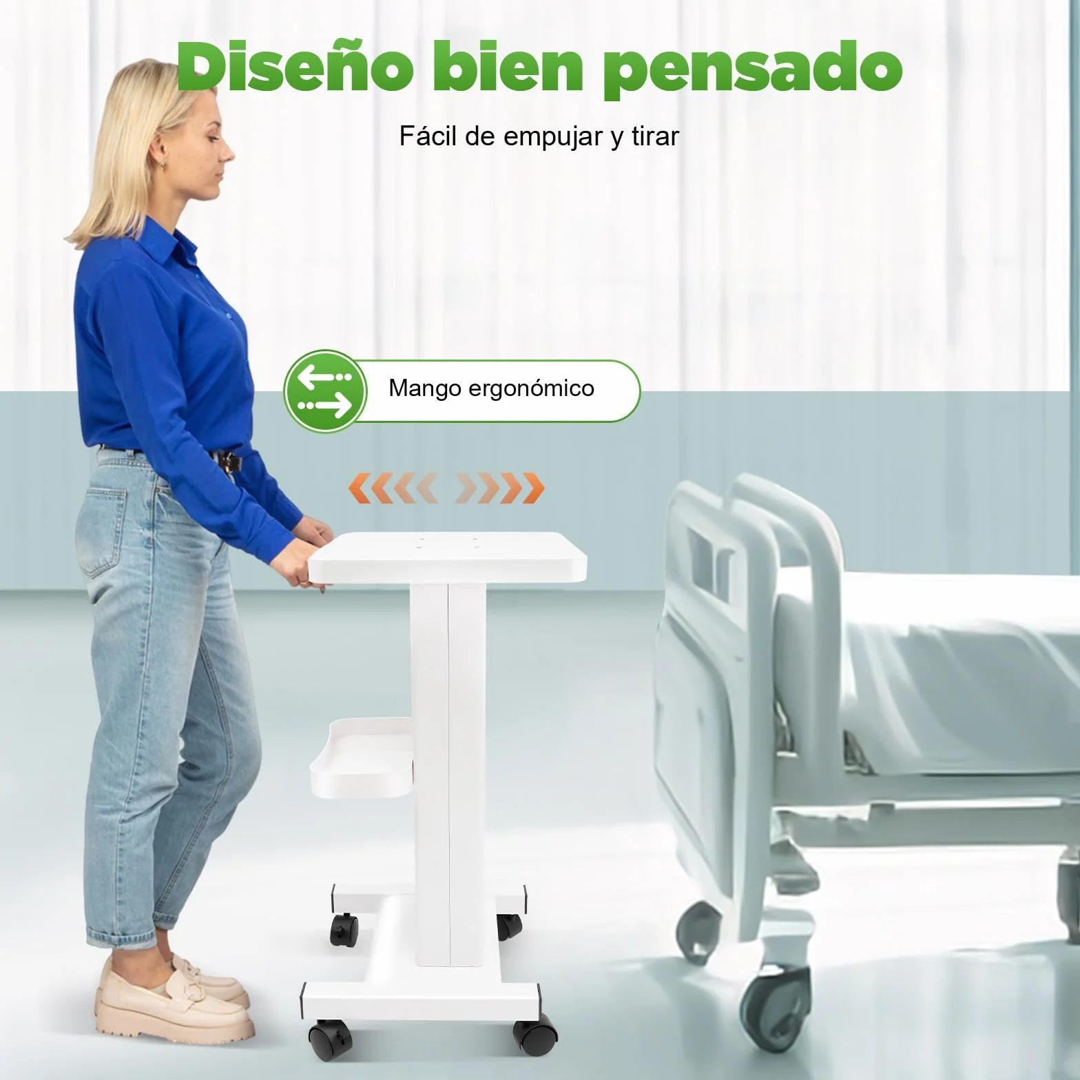 Carro de salón de belleza móvil con ruedas blanco - Soporte para herramientas de spa