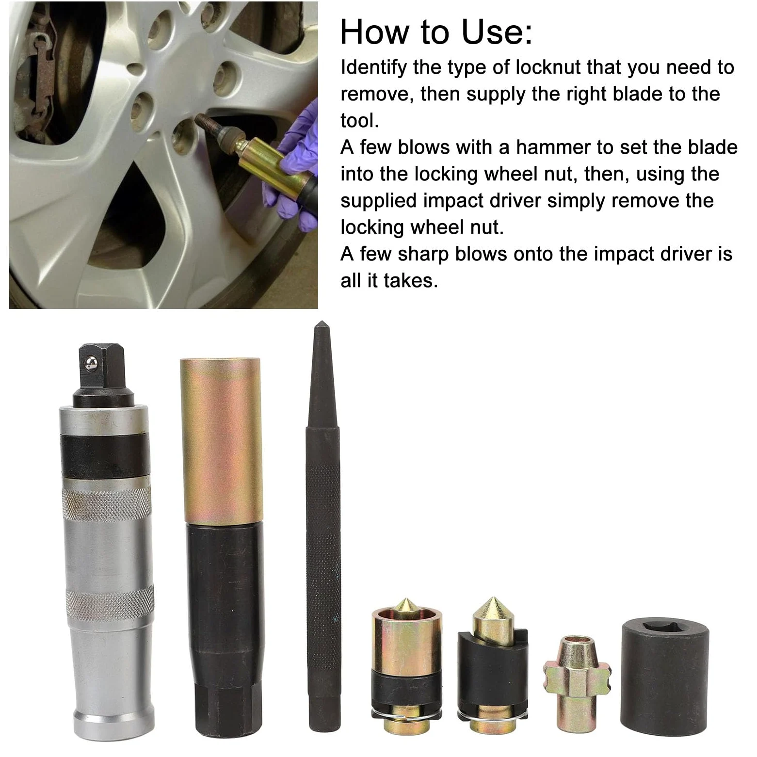 Kit de Extracción de Bloqueo de Rueda,Herramienta de Enchufe para Quitar Tuercas,Juego de Extractor de Tuercas de Perno,Juego de Llaves para Quitar Fácilmente las Tuercas deBloqueo