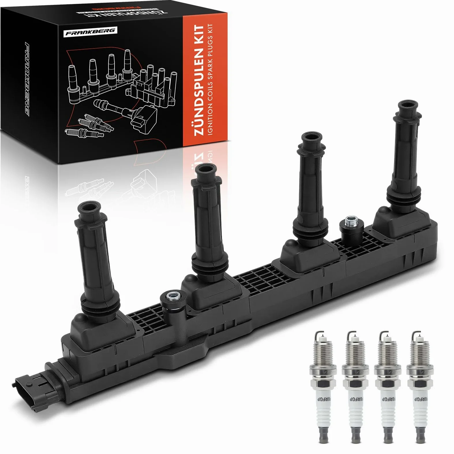 Frankberg 1 bobina de encendido + 4 bujías gasolina 9198834 | Compatible con: Caravana Astra G T98, Astra H GTC A04, Astra MK IV (G) Coupé T98, Zafira MK II (B) A05, Speedster E01