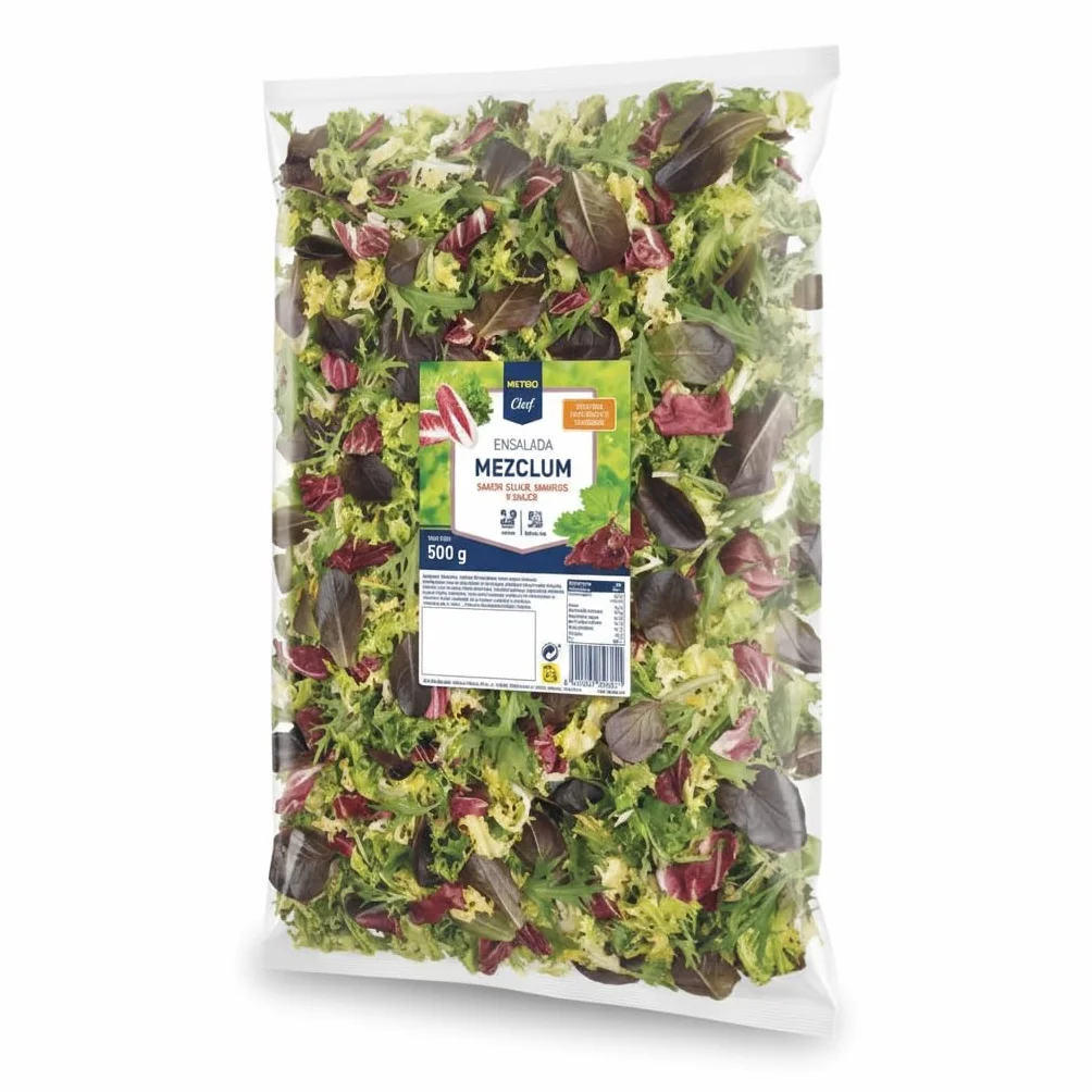 Ensalada Mezclum 500g Metro Mezcla de Escarola Rizada, Lechuga Roja, Radicchio y Mizuna