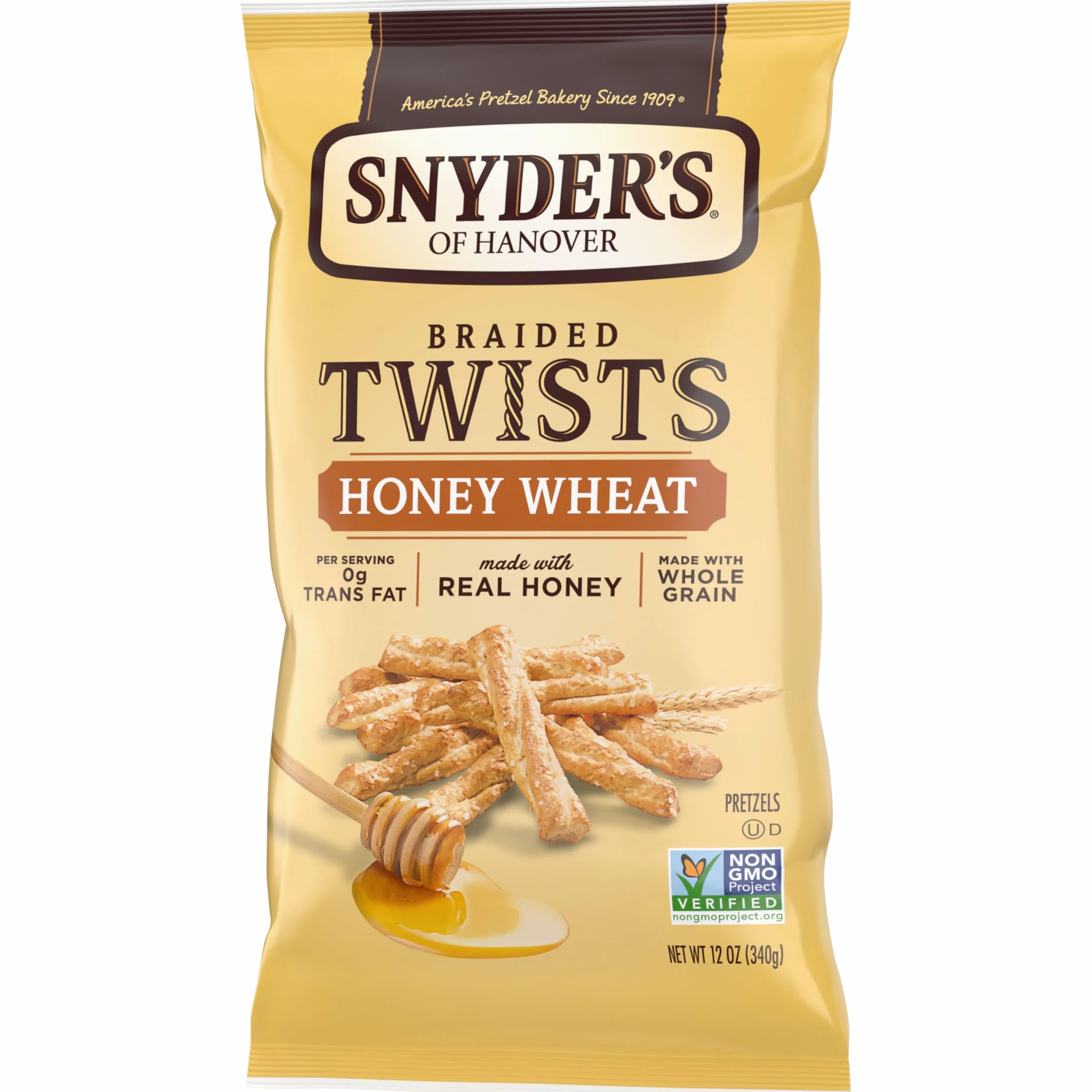 Snyder's of Hanover Pretzels trenzados Twists, trigo miel, 12 onzas