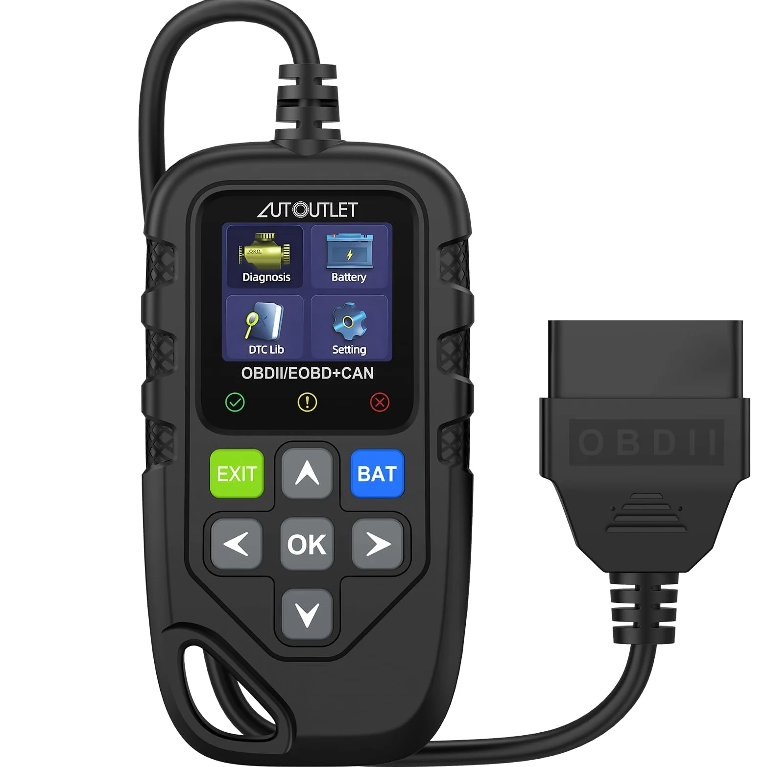 AUTOUTLET Lector de códigos OBD2 Escáner de diagnóstico rápido borrado de códigos Amplia Biblioteca DTC 13 Idiomas Compatible con Varios protocolos de vehículos