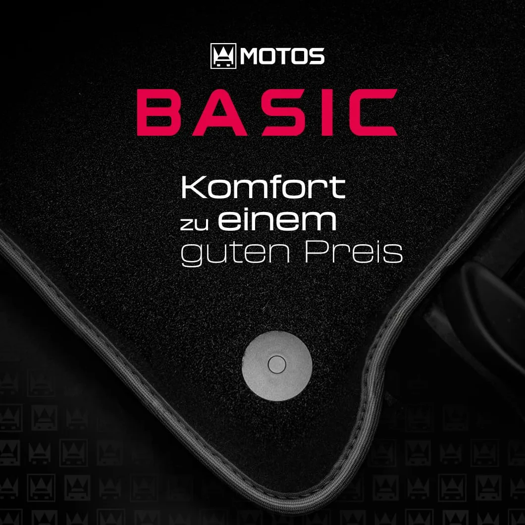 MOTOS Basic Alfombrillas coche de velours adecuado para Ford Fiesta VI 2008-2012 Fijaciones ovaladas - Basic, Material, Rojo - Experimenta un nuevo confort de conducción con un juego de alfombra de co