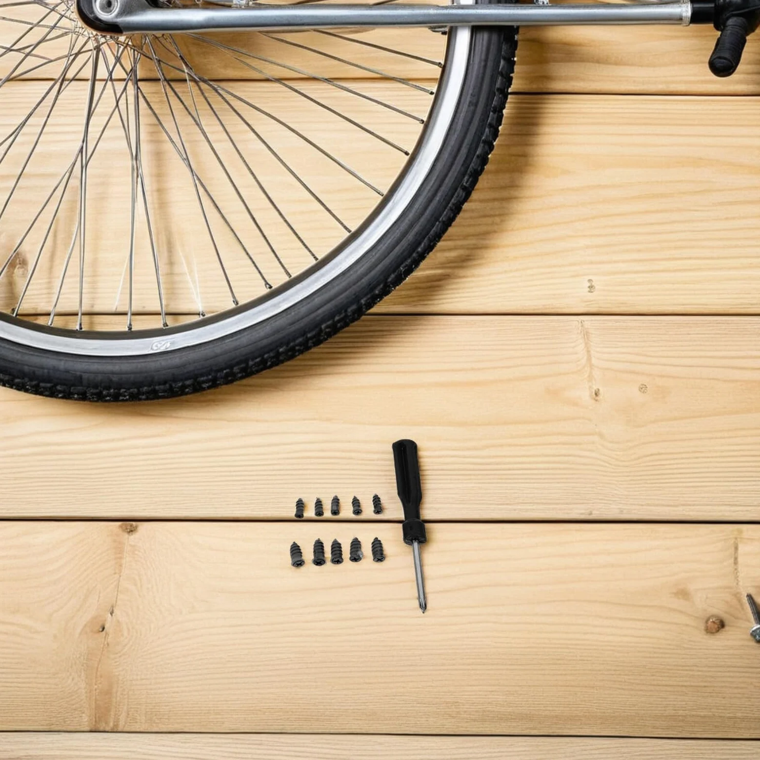 61 Piezas Kit de Tapones de Goma para Neumáticos y Clavos de Goma para Reparación de Neumáticos con Destornillador Manual para Coche y Bicicleta Reparación Rápida y Portátil en