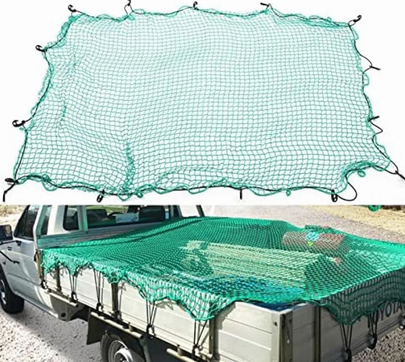 Red de carga resistente para caja de camioneta, extensión de transportador de carga en el techo, con 15 mosquetones, red de seguridad para barco de remolque