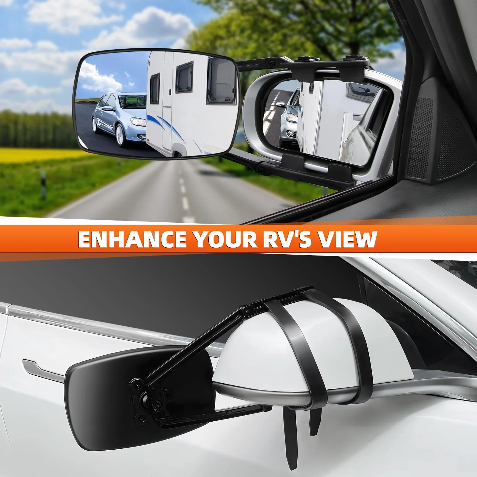 KAOLALI Espejos Caravana Coche, Retrovisores Caravana, 2Pcs Espejos de Remolque Towing, Espejo Retrovisor de Extensión, para Remolque Furgoneta Camion Universal