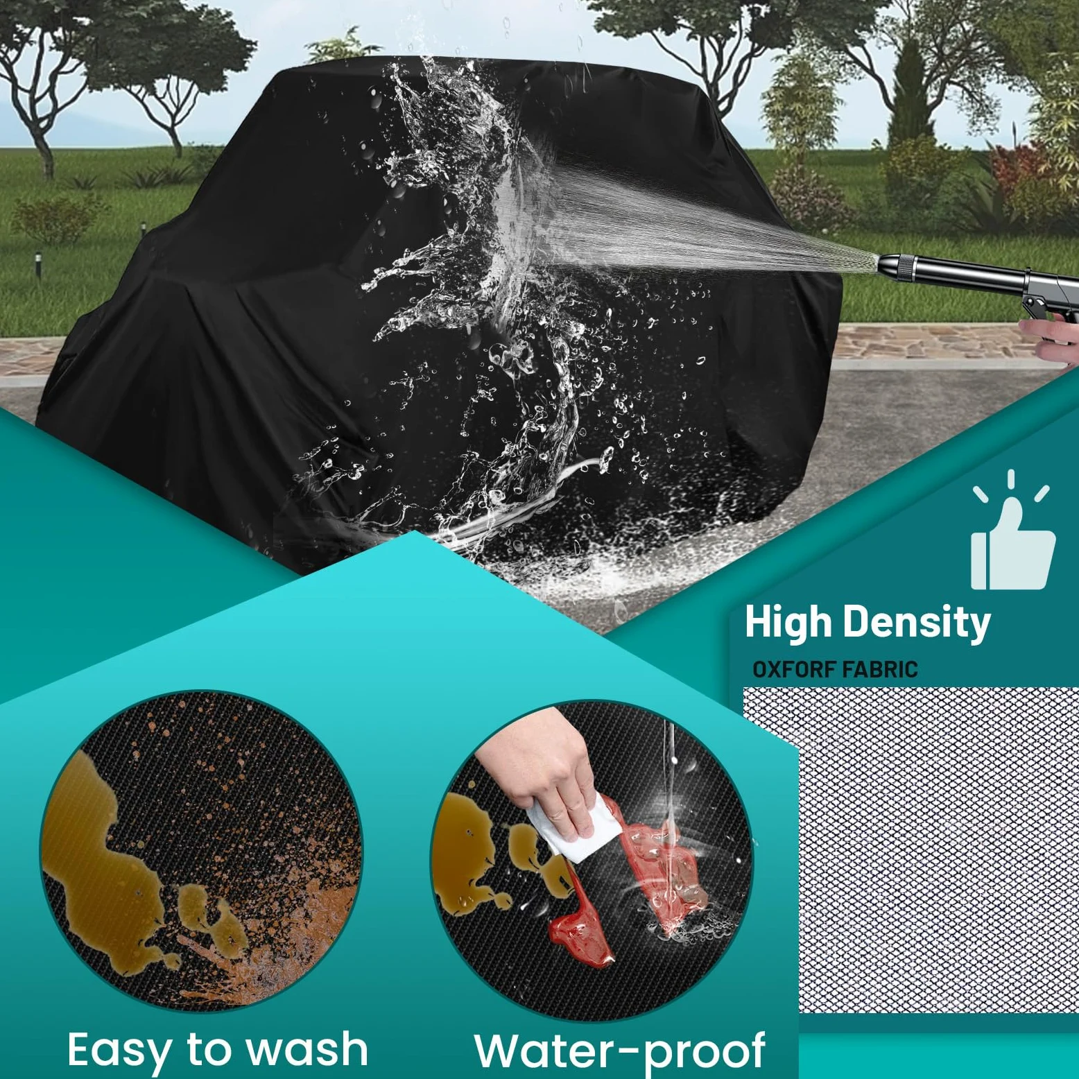 QYMOTO Funda para UTV de 2 plazas, Compatible con Polaris Ranger 570, Fundas RZR 900/1000, Honda Pioneer 500/700, Can Am X3, Arctic Cat Side by Side All Weather Protection Wind Waterproof