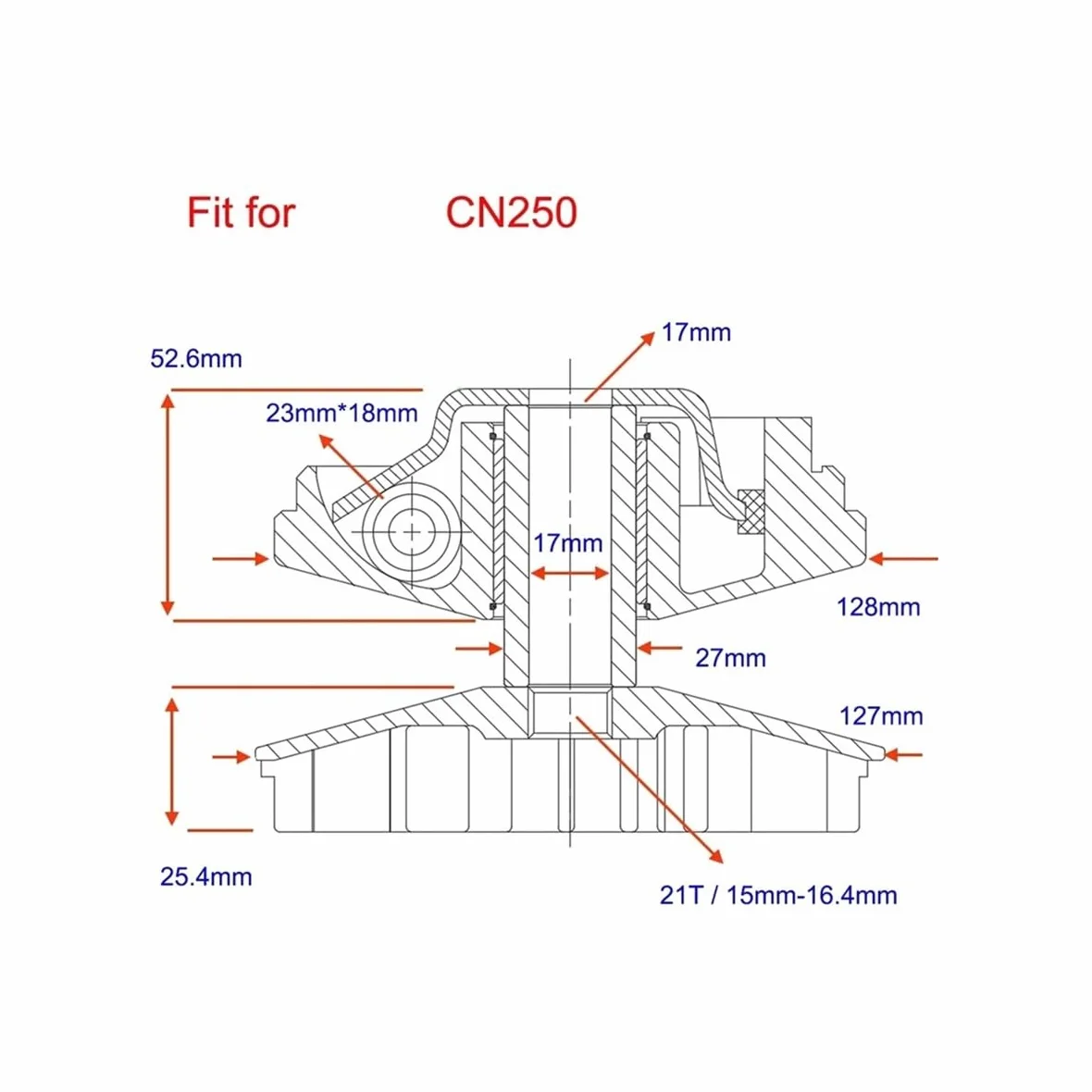 Kit variador de 128 mm y 21 Dientes, 172 mm, for ATV, Buggy y Scooter CH250 CN250 250 250 CC