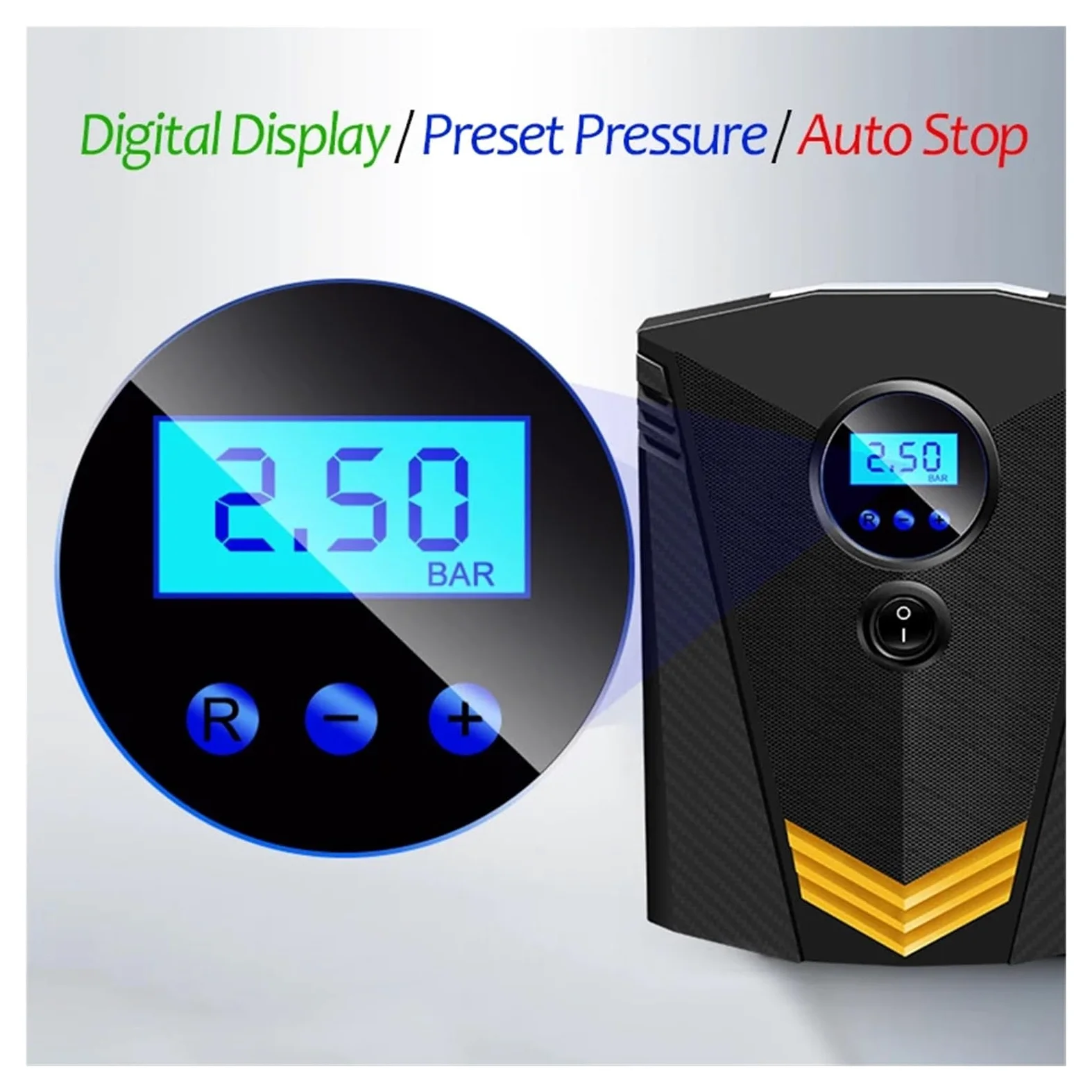 Bomba Inflable Digital For Neumáticos De Coche, Compresor De Aire Automático con Iluminación For Ruedas De Coches, Inflador De Neumáticos Eléctrico De 12V Inflador RáPido(Digital with Box)