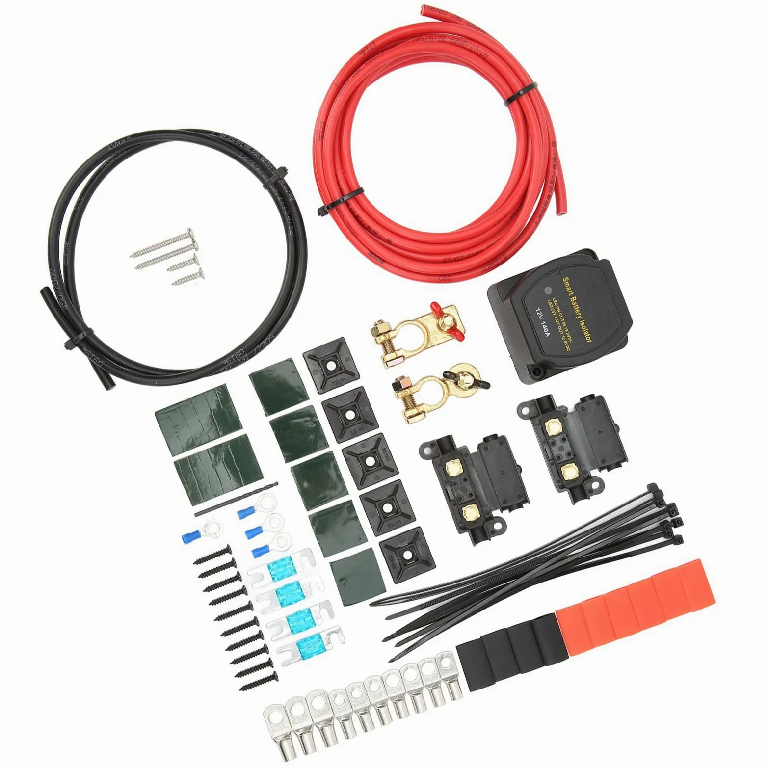 Kit de Aislador de Batería Dual, relé Sensible Al Voltaje Automático de 140 Amperios 12 V con Protección de bajo Alto Voltaje, para Automóviles, Vehículos Recreativos,