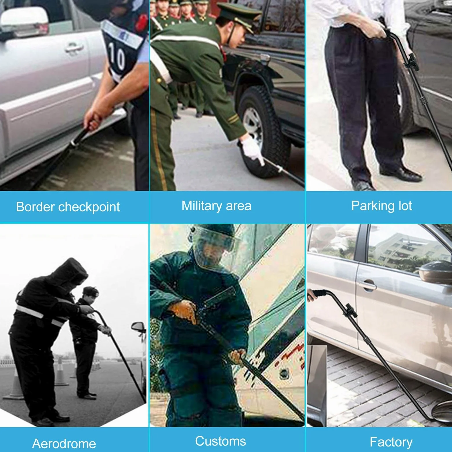 Espejo de seguridad para inspección de bajos de vehículo, espejo de inspección de chasis, espejo de inspección de bajos de automóvil, espejo de seguridad de diámetro con ruedas, espejo de inspección