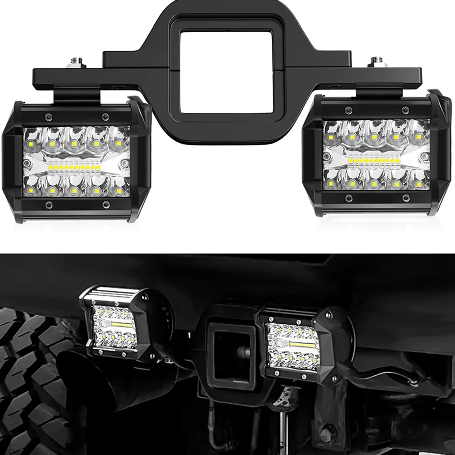 Bombilla Coche De Luz Trabajo LED 4 Pulgadas Bombilla LED | 2 Uds Barra Conducción Todoterreno 12-24V 2,5 Soporte Montaje Enganche Remolque
