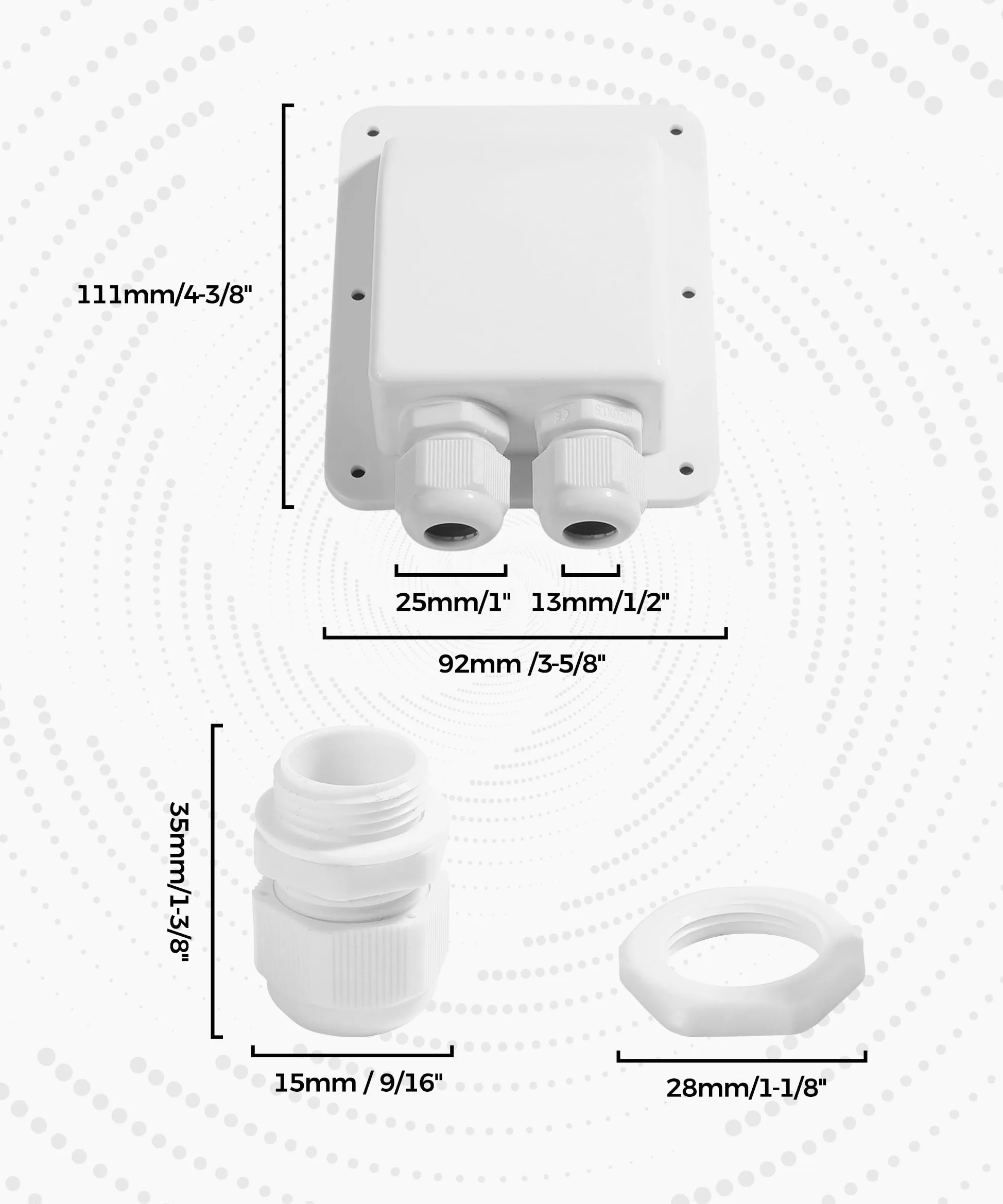Flaconi Caja de Acceso a Cables Solares para Vehículos Recreativos,Prensaestopas Doble Entrada de Cables,Pasacables de Techo Pasacables de Entrada de Cable Doble,para Autocaravanas,Caravanas (Blanco)