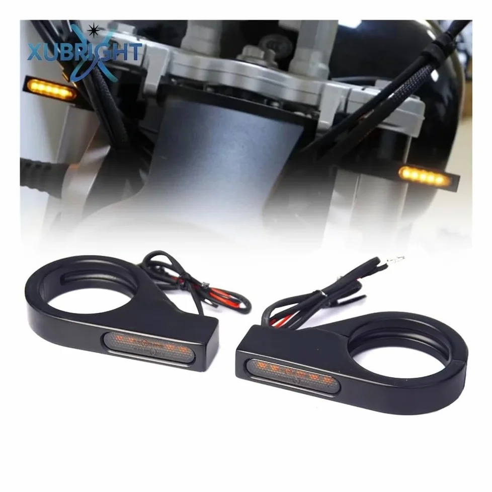 Luces Señal Giro Para Motocicleta, Lámpara Indicadora | Luz LED De Intermitente Tubo 39-41mm Para Motocicleta, Lámpara Indicadora Dirección Ámbar, Aluminio