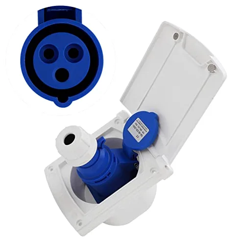 Entrada de Bloqueo Giratorio del Enchufe de Alimentación, Rv Shore Power ， Tomacorriente para RV Enchufe Externo Impermeable de 3 Clavijas Toma de Corriente Montaje Integrado 220V-250V 16a(blanco)