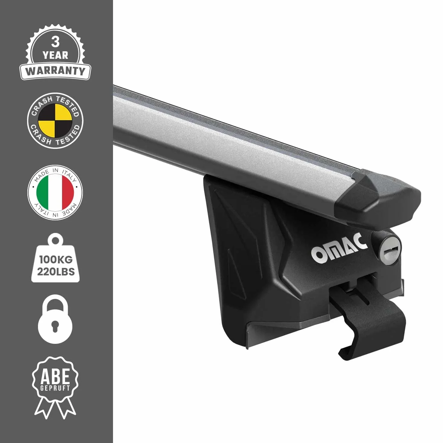 OMAC Barras de Techo Aluminio TÜV geprüft para BMW X4 F26 2014-2018 – para Barras Integradas – T Nut – MAX 100 kg – 2 Schlösser Plata