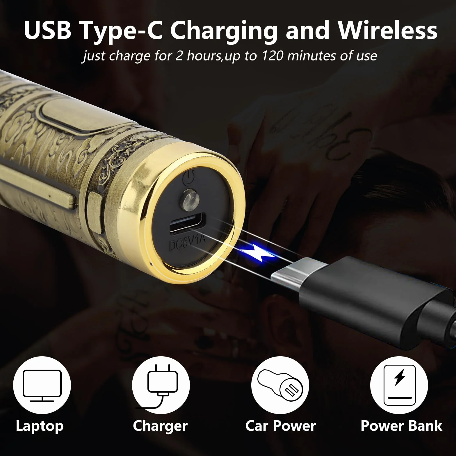 Motomoyo Maquina de Cortar Pelo Profesional, Recortadora de Barba Recargable USB, Cortapelos Electrico Inalambrico