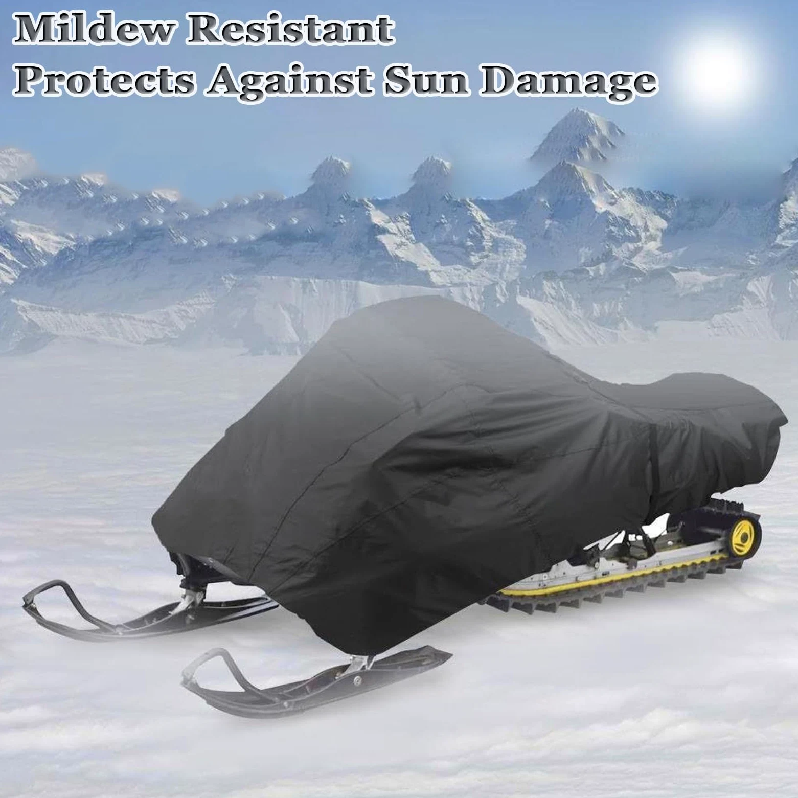 Funda Impermeable para Moto Nieve, Funda Protectora para Vehículos Trineo de Nieve de Invierno, Cubierta De Trineo para Máquina De Nieves Remolcable (Negro,368 x 130 x 121cm)