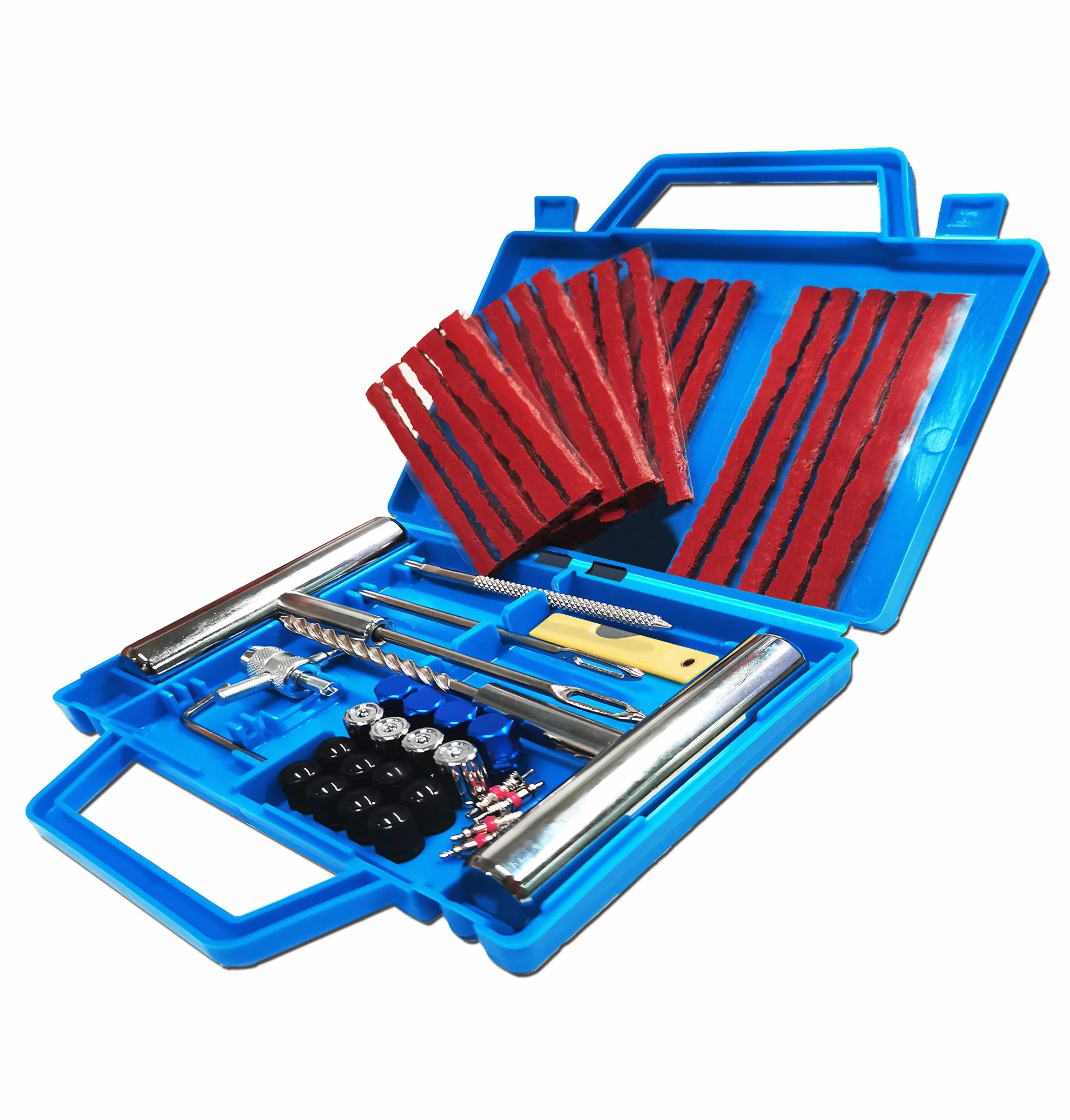 53PCS Kit Repara Pinchazos Herramienta, kit de Reparación para Neumáticos Pesados, kit de emergencia portátil de reparación rápida de neumáticos para coches, todoterrenos, moto y más