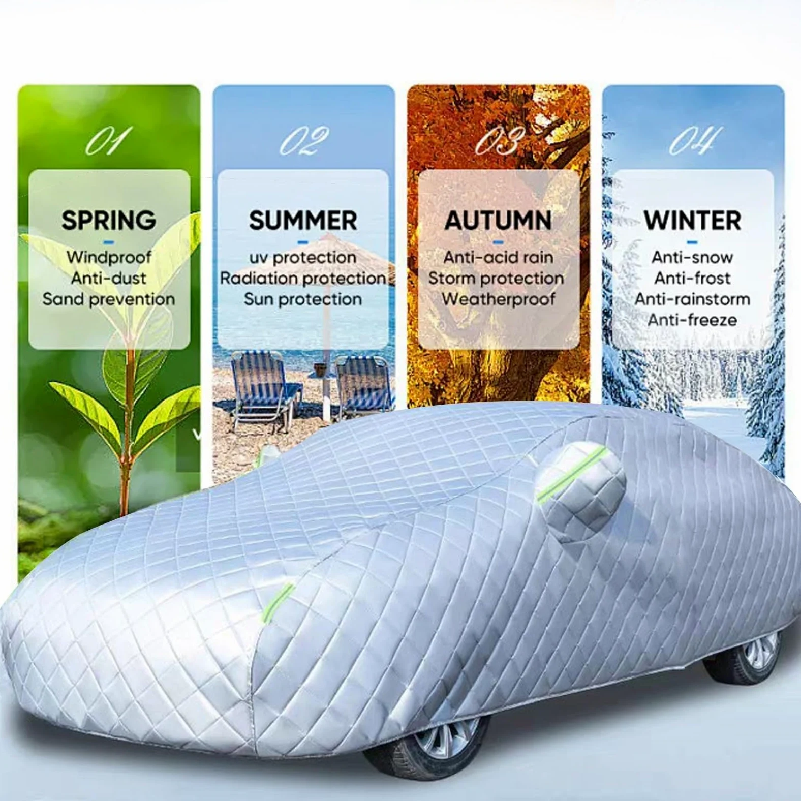 Funda Coche Exterior Granizo para Skoda Kamiq 2018-2026,Funda Coche Antigranizo Cubierta Protectora Impermeable Respirable 5 Capas Algodón Espesado-Negro